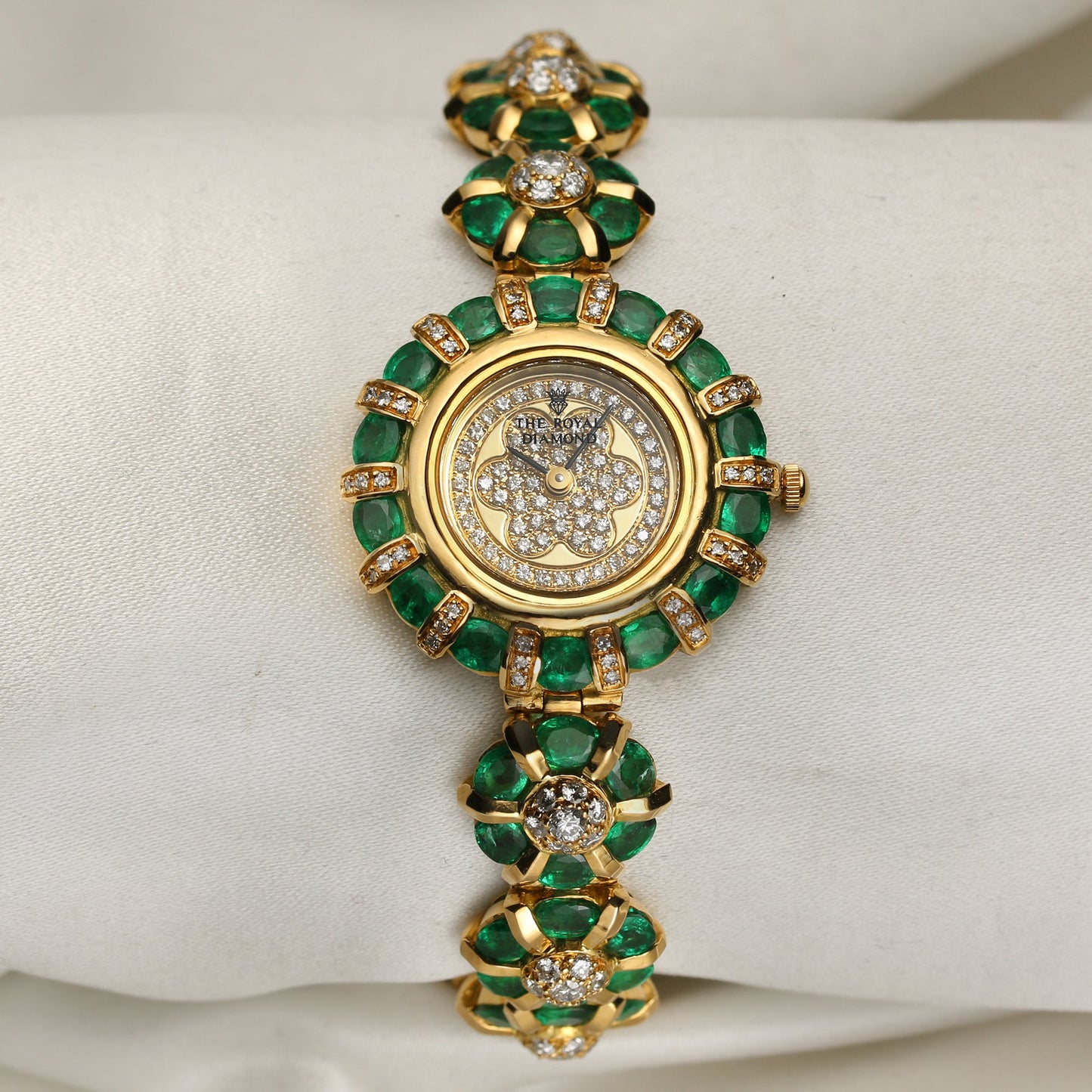 The Royal Diamond Ladies Dress Watch Emerald & Diamond 18k Yellow Gold