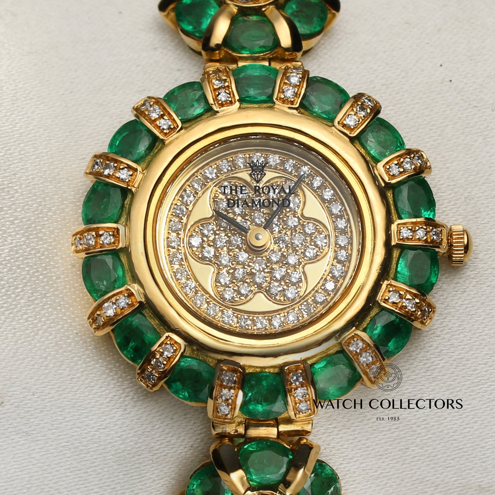 The Royal Diamond Ladies Dress Watch Emerald & Diamond 18k Yellow Gold