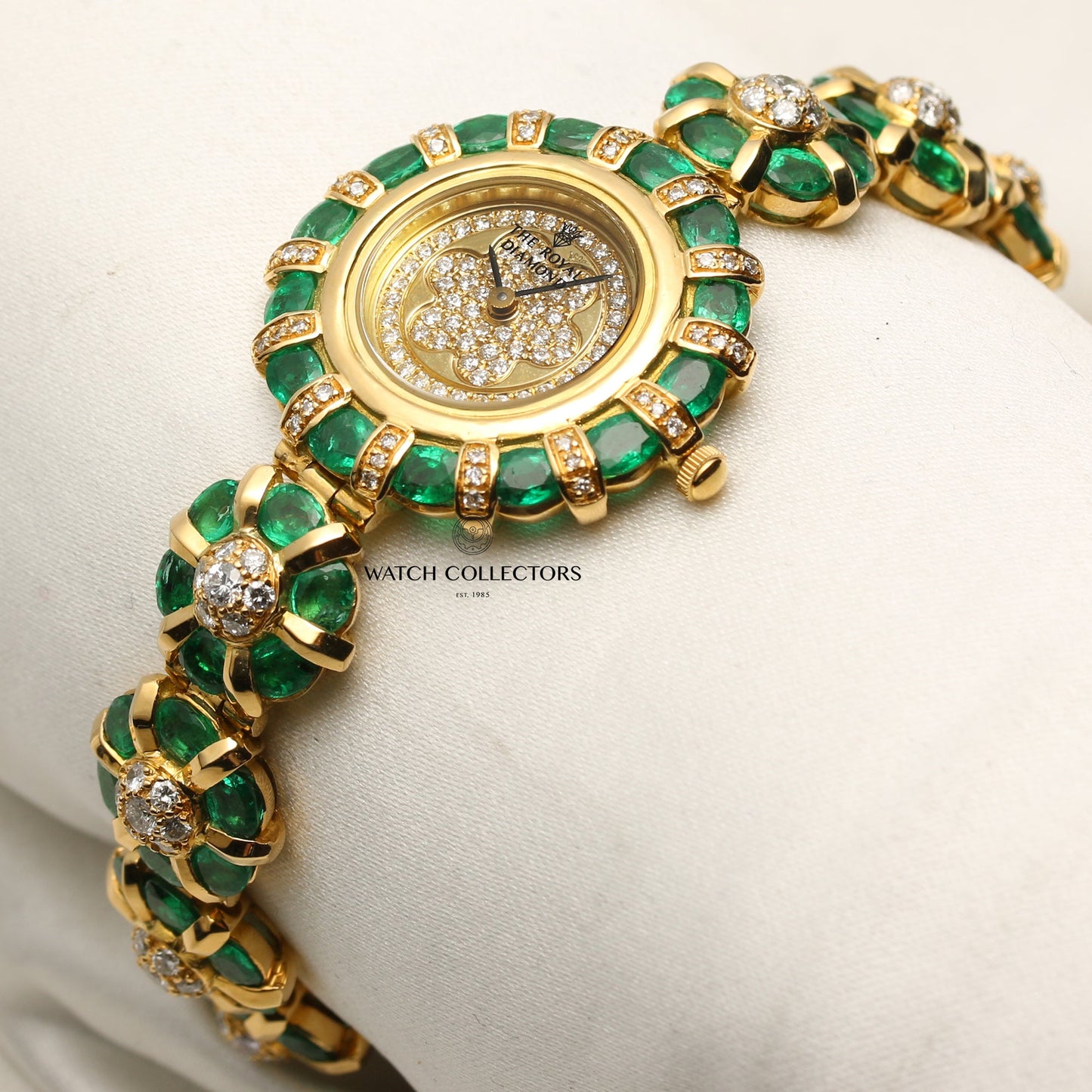 The Royal Diamond Ladies Dress Watch Emerald & Diamond 18k Yellow Gold