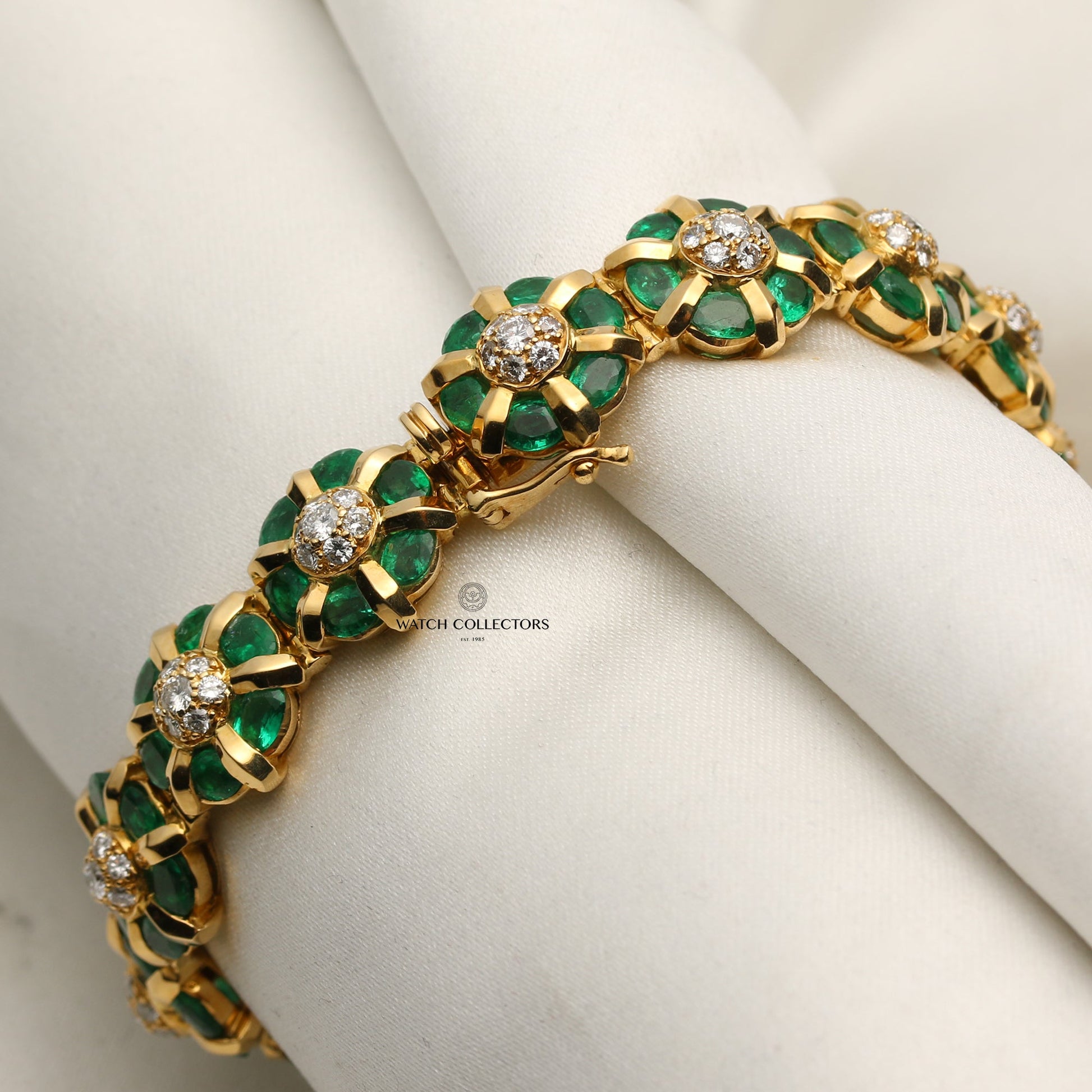 The Royal Diamond Ladies Dress Watch Emerald & Diamond 18k Yellow Gold