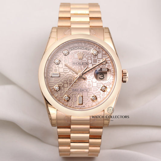 Unworn Rolex Day-Date 118205 18K Rose Gold