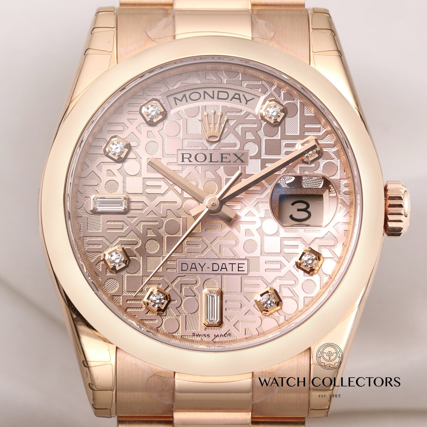 Unworn Rolex Day-Date 118205 18K Rose Gold