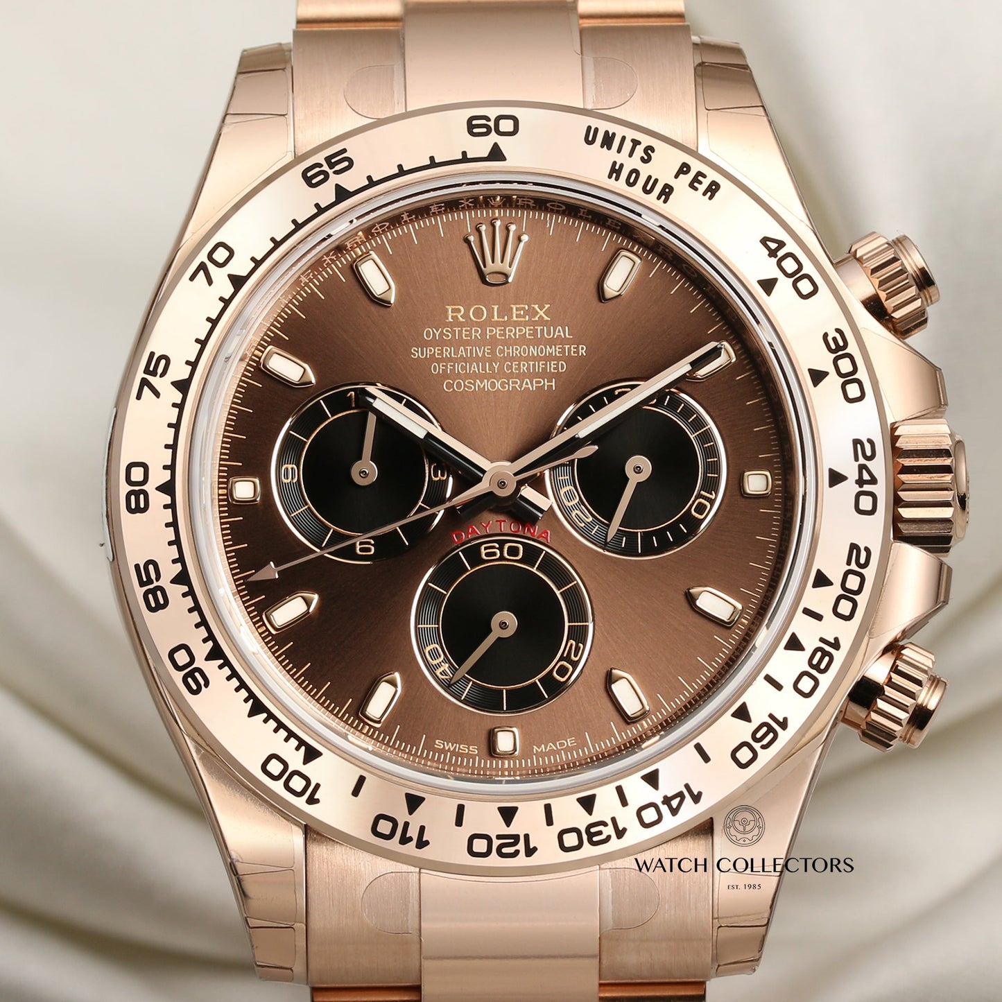 Unworn 2020 Rolex Daytona 116505 18k Rose Gold Chocolate Brown Dial