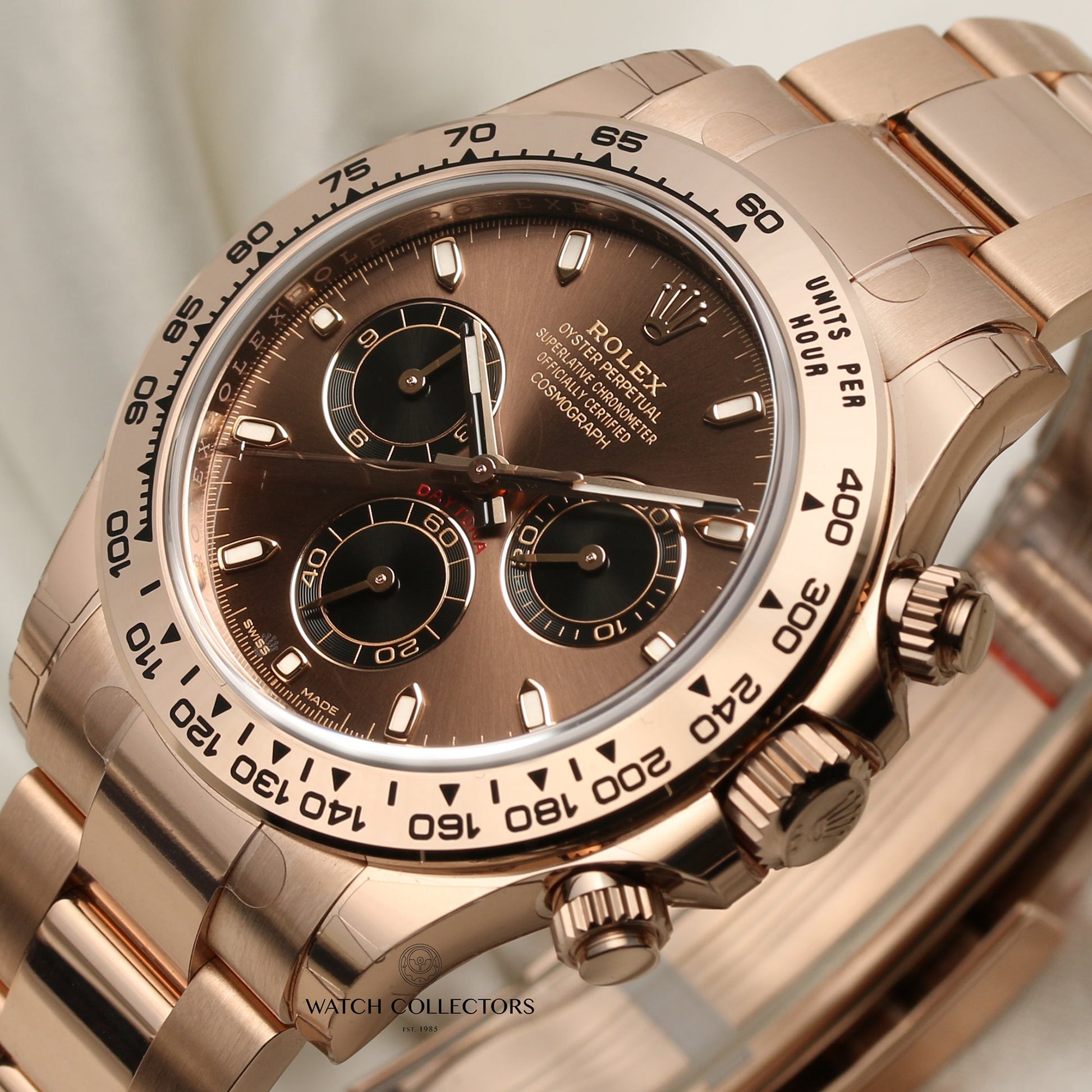 Unworn 2020 Rolex Daytona 116505 18k Rose Gold Chocolate Brown Dial