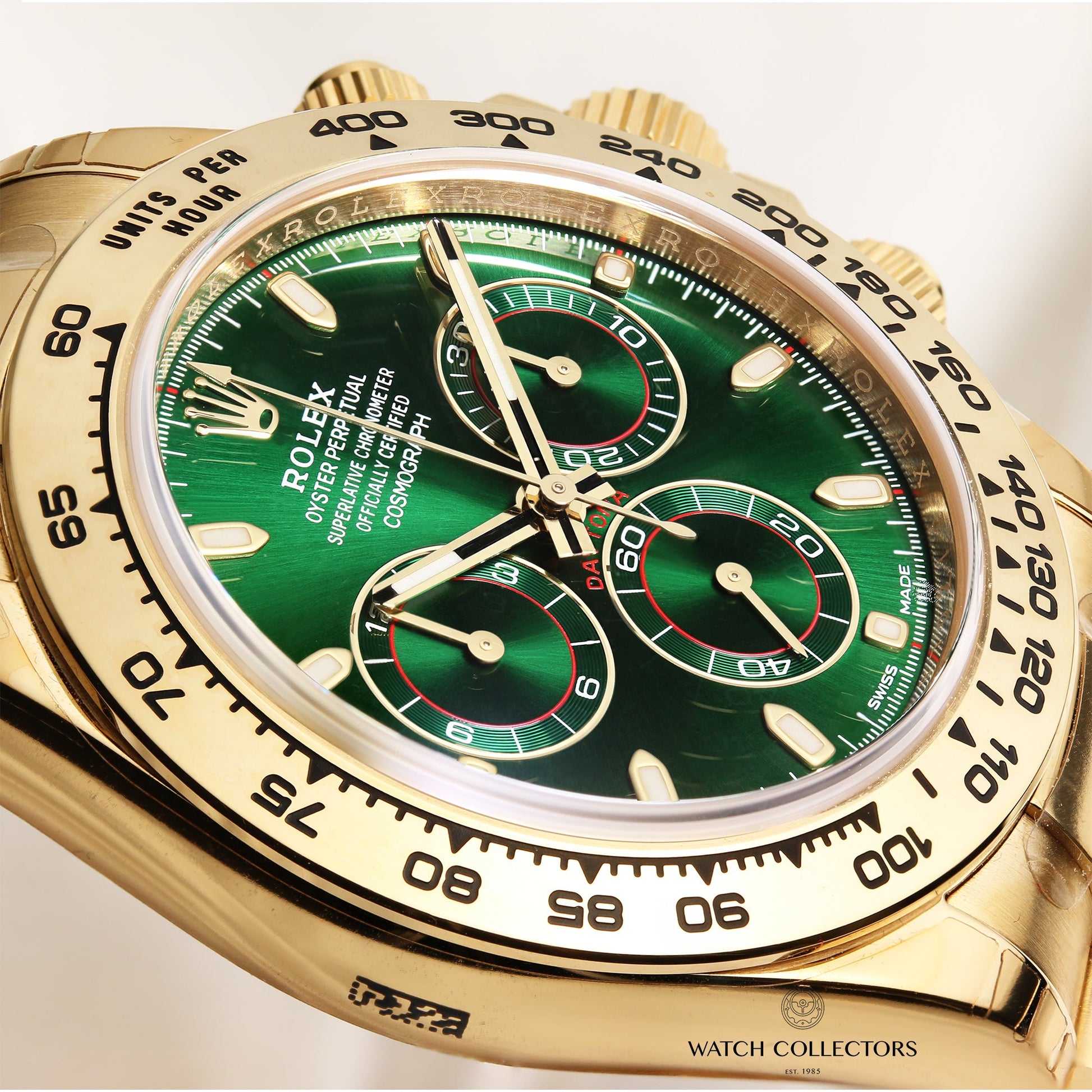 Unworn Full Set Rolex Daytona Green Dial 116508 18k Yellow Gold