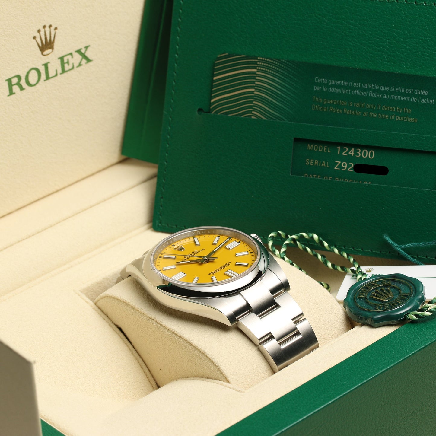 Unworn Rolex Oyster Perpetual 41mm 124300 Yellow Dial 2020