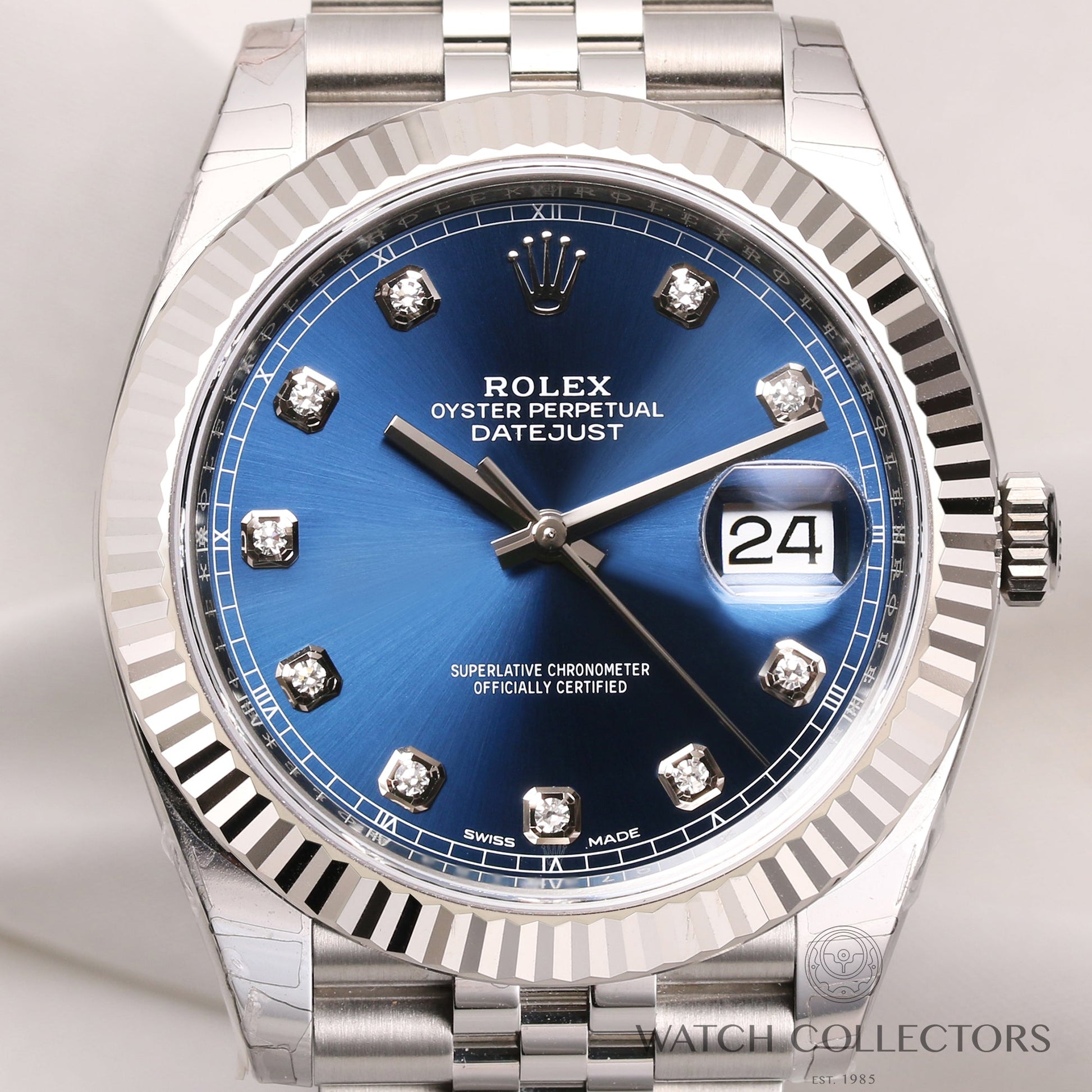 Unworn Full Set Rolex DateJust 41 Stainless Steel & 18K White Gold Bezel 126334