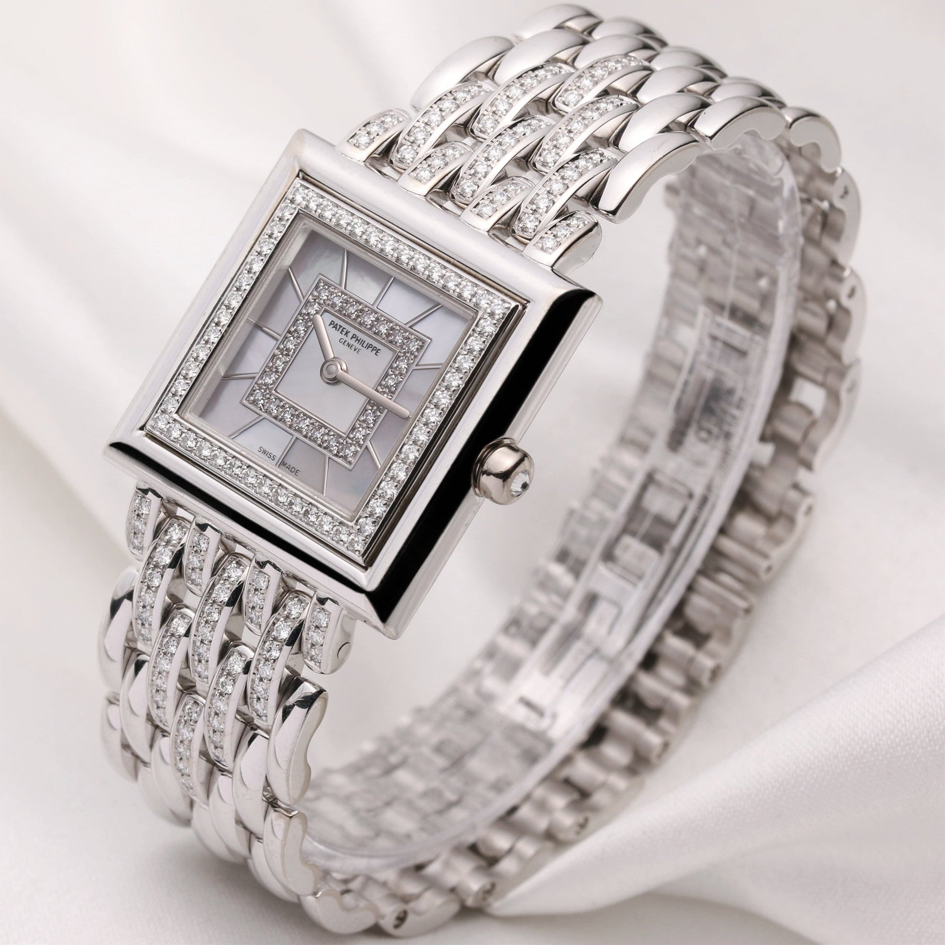 Unworn Patek Philippe Gondolo 4866-120G-001 18K White Gold MOP Diamond