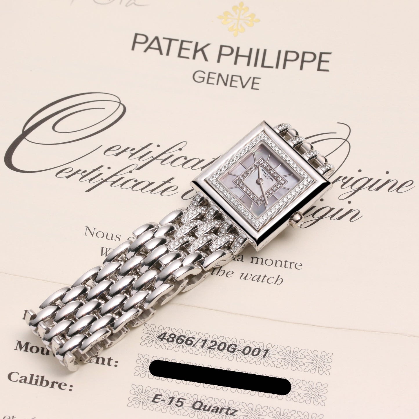 Unworn Patek Philippe Gondolo 4866-120G-001 18K White Gold MOP Diamond