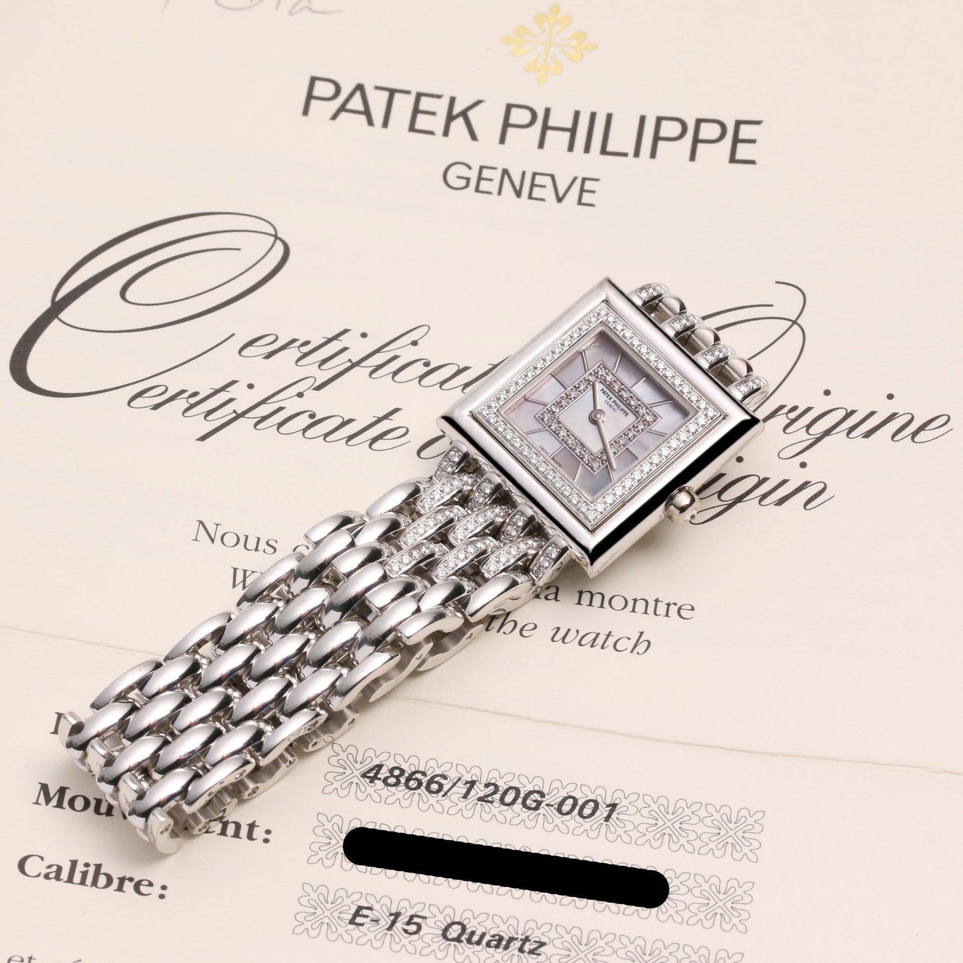 Unworn Patek Philippe Gondolo 4866-120G-001 18K White Gold MOP Diamond