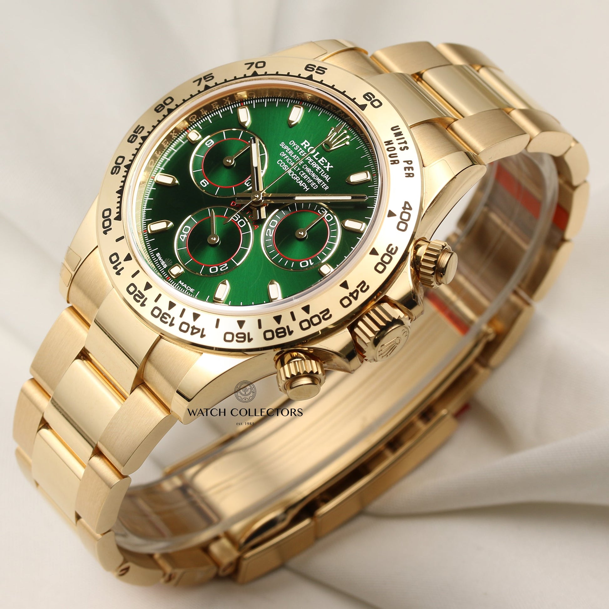 Unworn Full-Set Rolex Daytona 116508 Green Dial 18k Yellow Gold