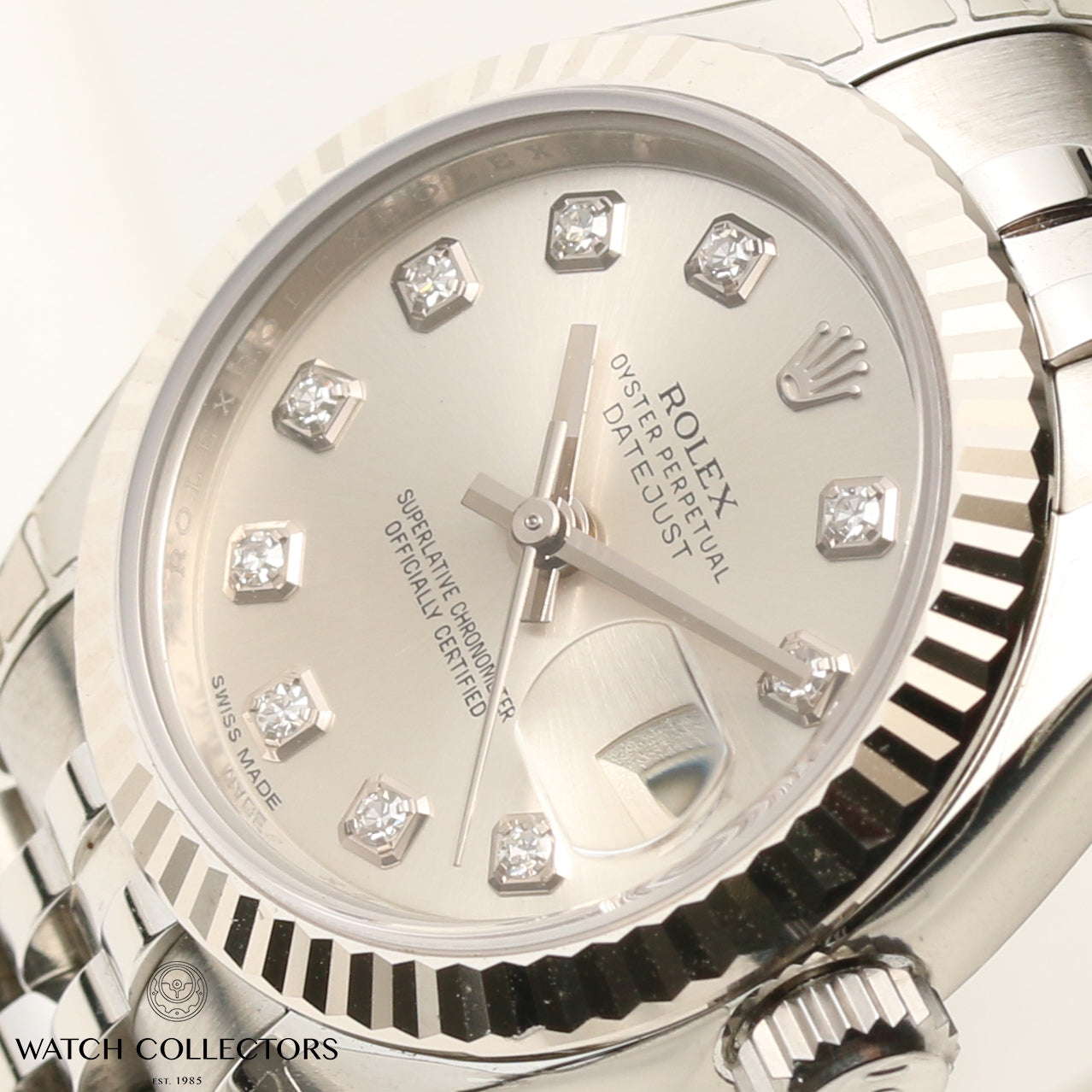 Unworn Rolex Lady DateJust 179174 Steel & 18k White Gold