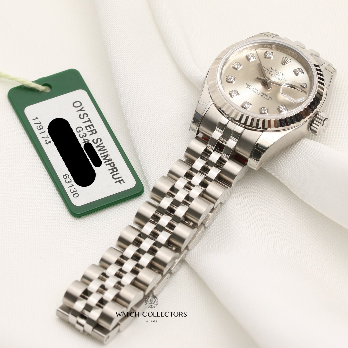 Unworn Rolex Lady DateJust 179174 Steel & 18k White Gold