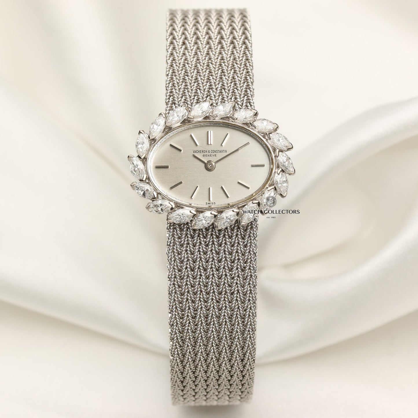 Vacheron Constantin 18k White Gold Ladies Wristwatch Marquis Diamond Bezel