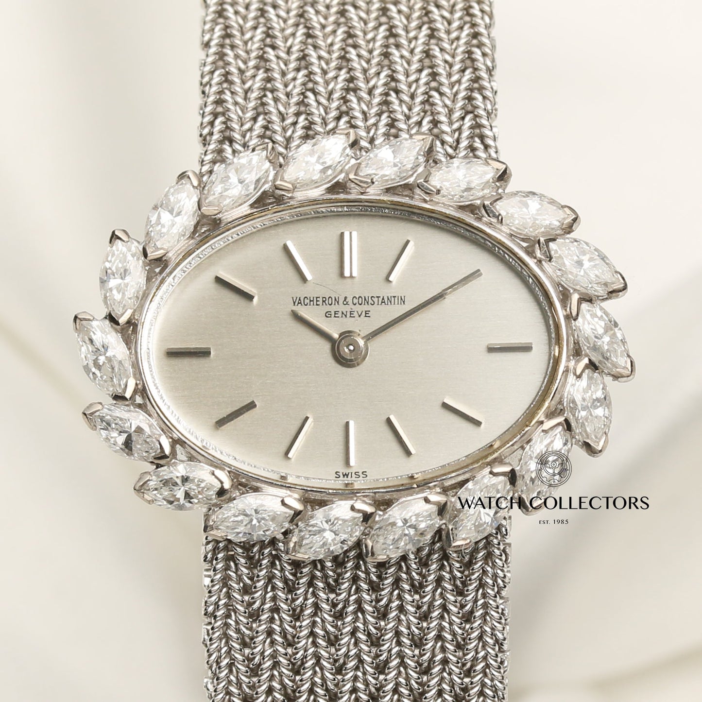 Vacheron Constantin 18k White Gold Ladies Wristwatch Marquis Diamond Bezel