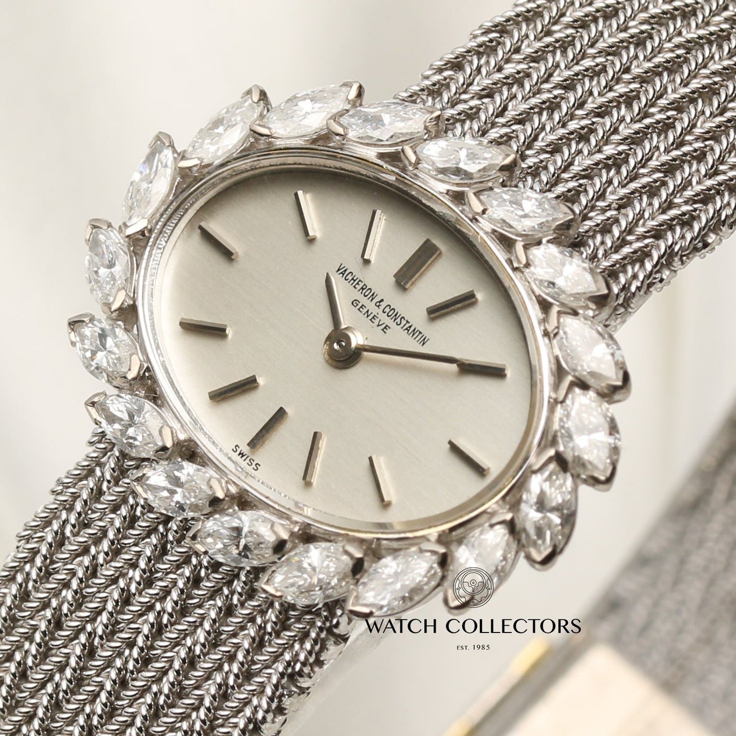 Vacheron Constantin 18k White Gold Ladies Wristwatch Marquis Diamond Bezel