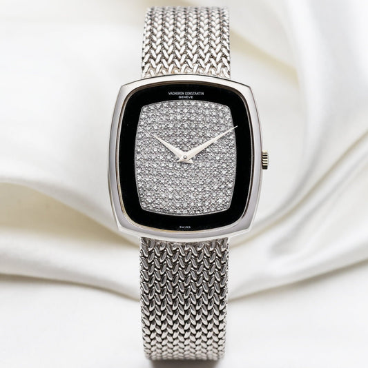 Vacheron Constantin 1980's Vintage Watch | Onyx & Pave Diamond Dial | 18k White Gold