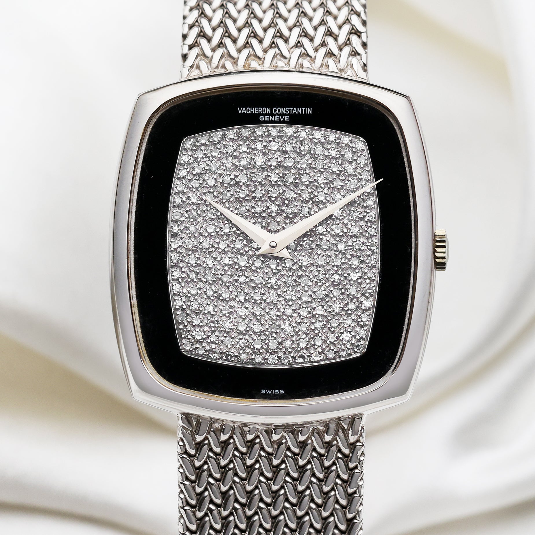 Vacheron Constantin 1980's Vintage Watch | Onyx & Pave Diamond Dial | 18k White Gold