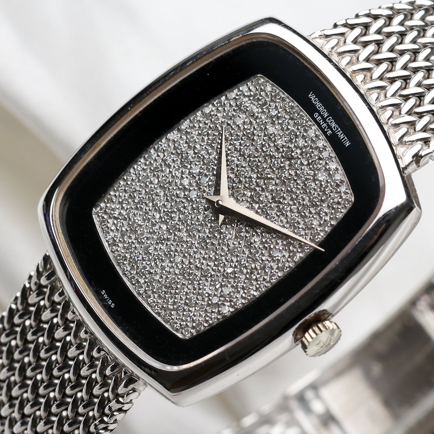 Vacheron Constantin 1980's Vintage Watch | Onyx & Pave Diamond Dial | 18k White Gold