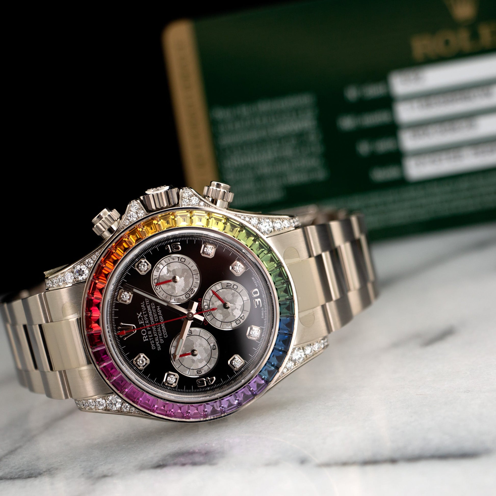 Rolex White Gold Cosmograph Daytona Rainbow Watch Ref. 116599