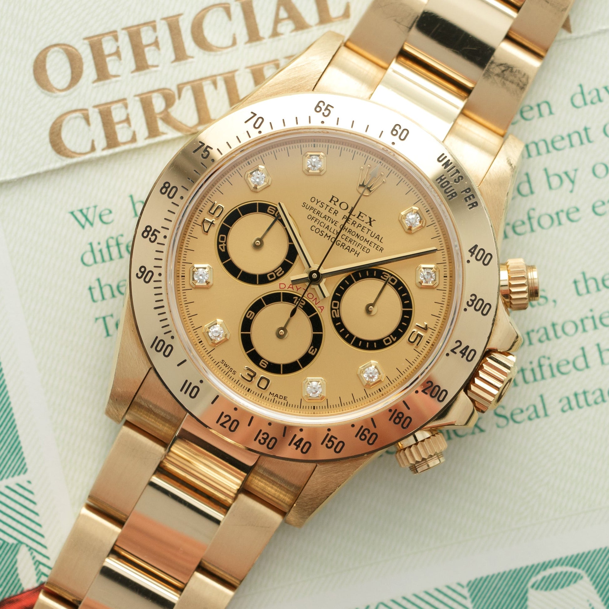 Rolex Yellow Gold Cosmograph Daytona Zenith Watch Ref. 16528 with Original Box and Papers