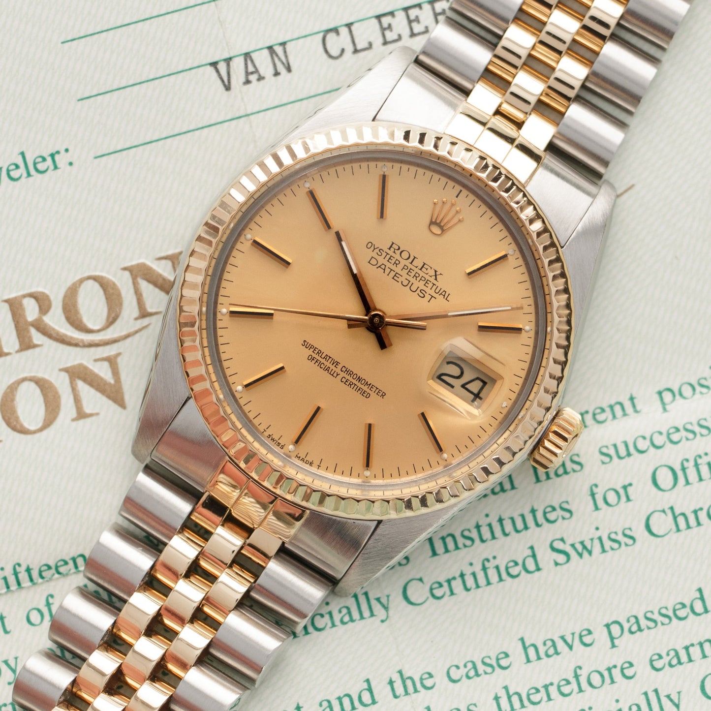 Rolex Two-Tone Datejust Watch Ref. 16013, Retailed by Van Cleef & Arpels