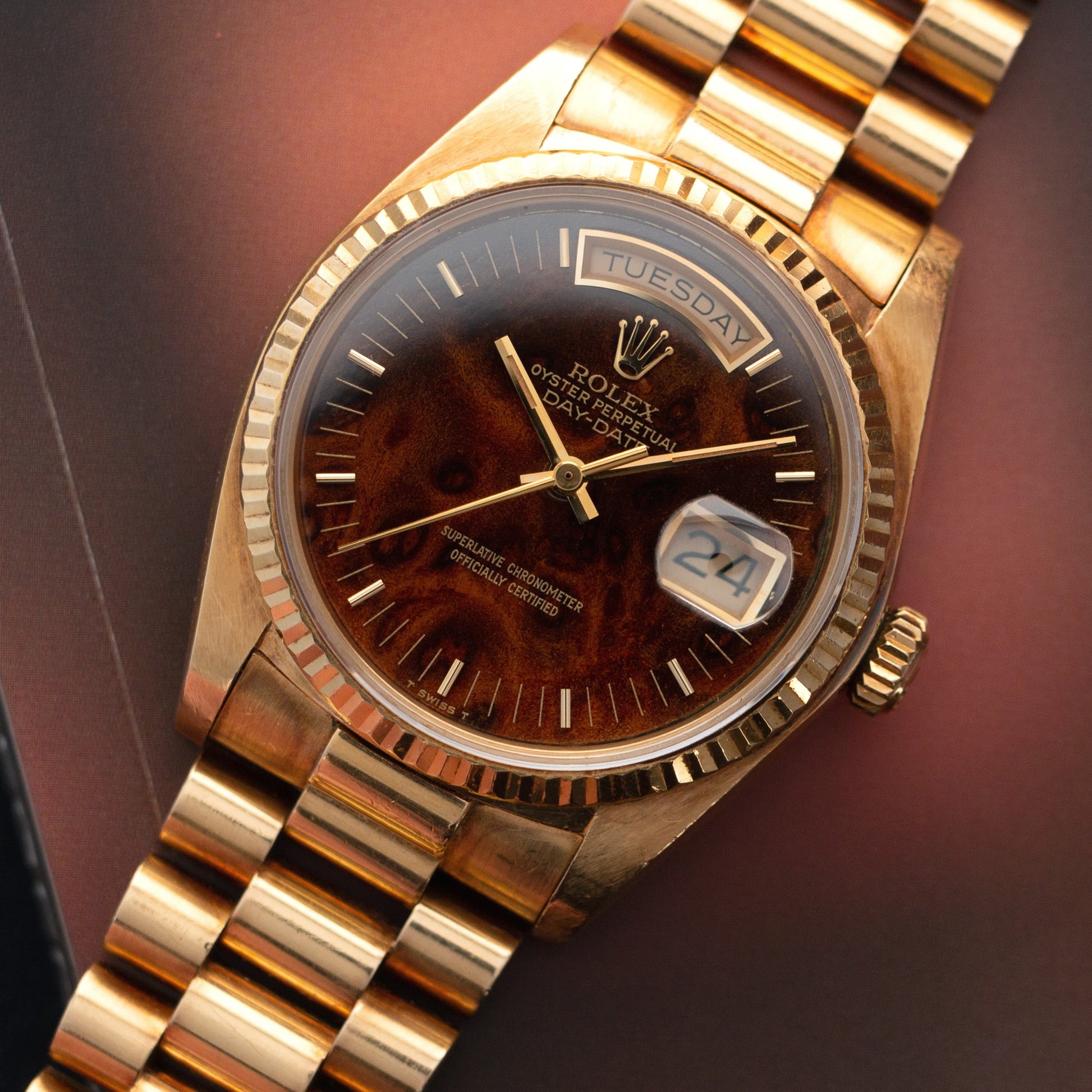 Rolex Yellow Gold Day-Date Ref. 18038 with Wood Dial