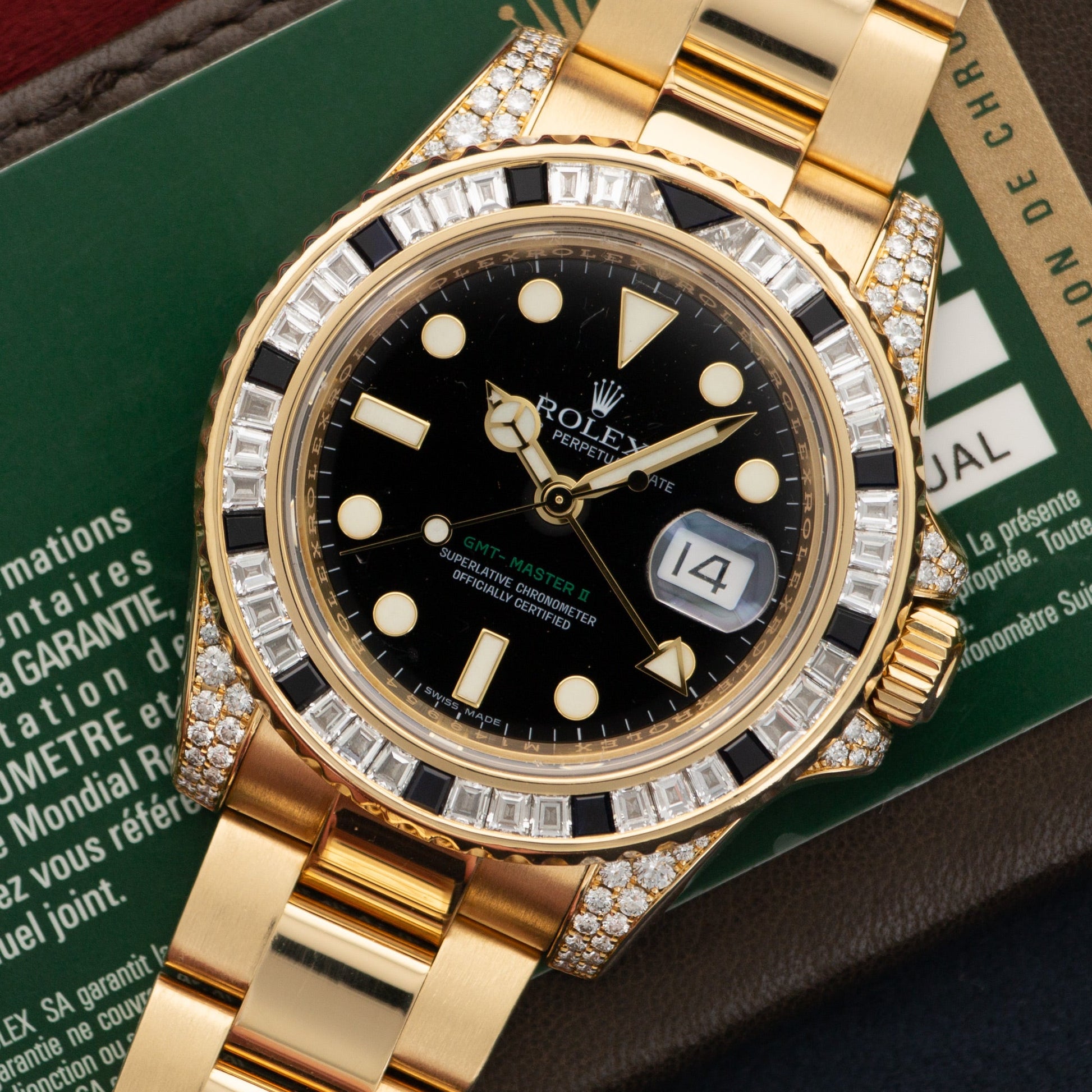 Rolex Yellow Gold GMT-Master II Sapphire Diamond Watch Ref. 116758