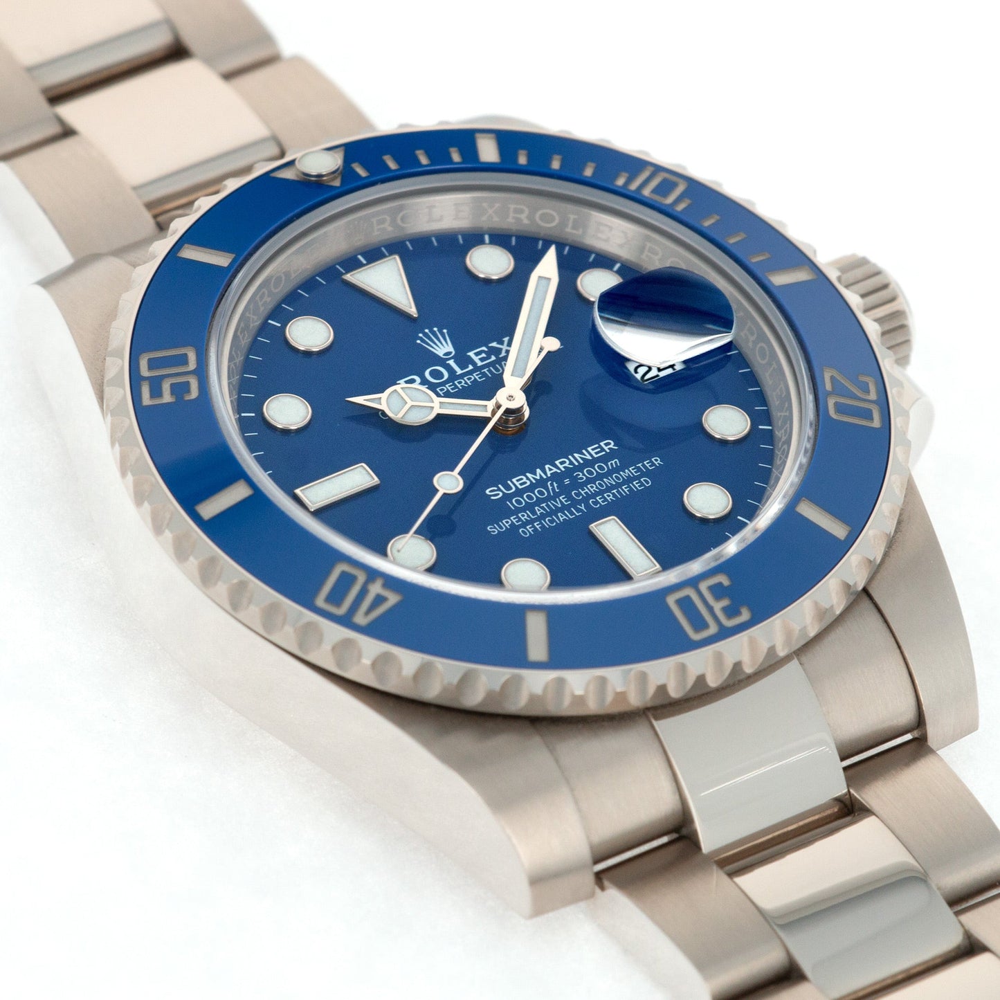 Rolex White Gold Smurf Submariner Watch Ref. 116619