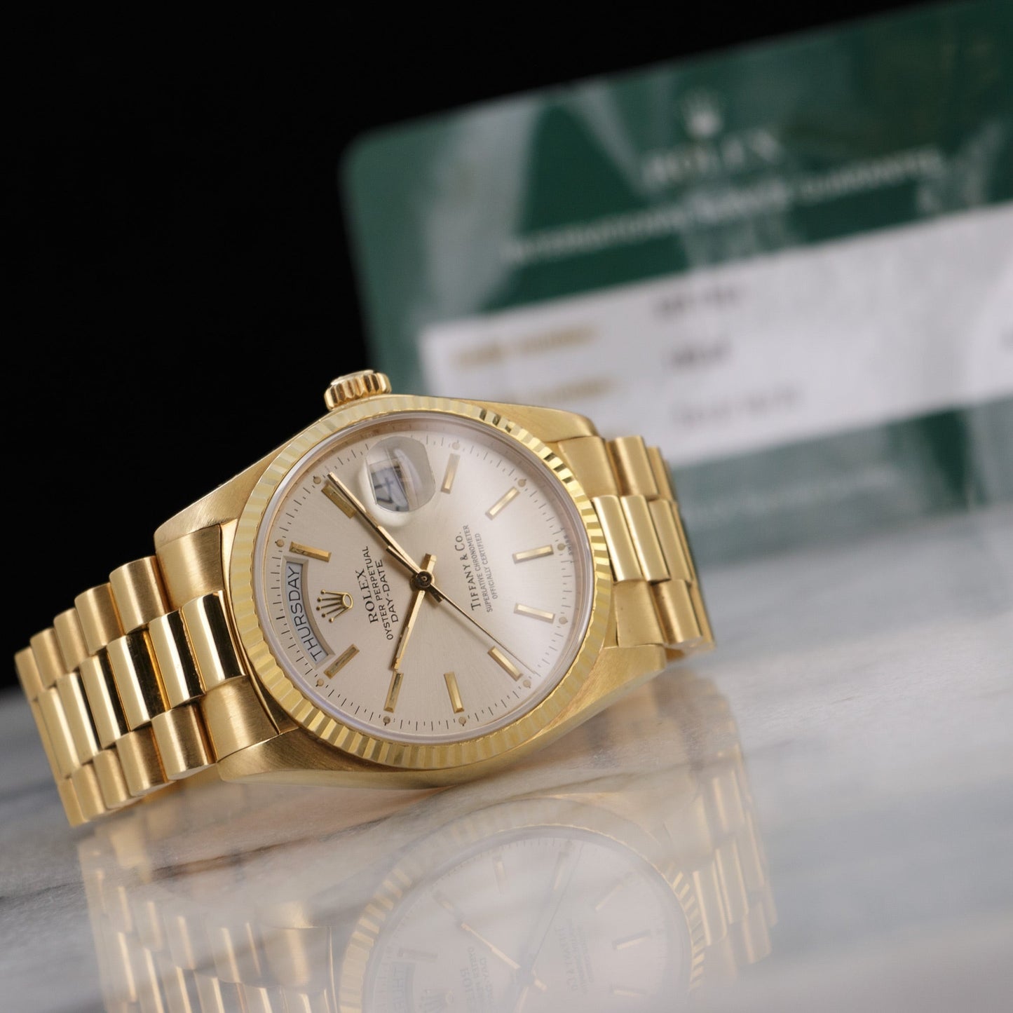 Rolex Yellow Gold Day-Date Watch Ref. 18038, Retailed by Tiffany & Co.