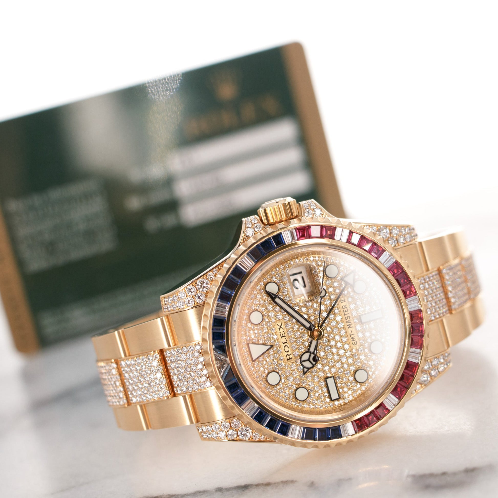 Rolex Yellow Gold GMT-Master II Diamond Sapphire Ruby Watch Ref. 116758