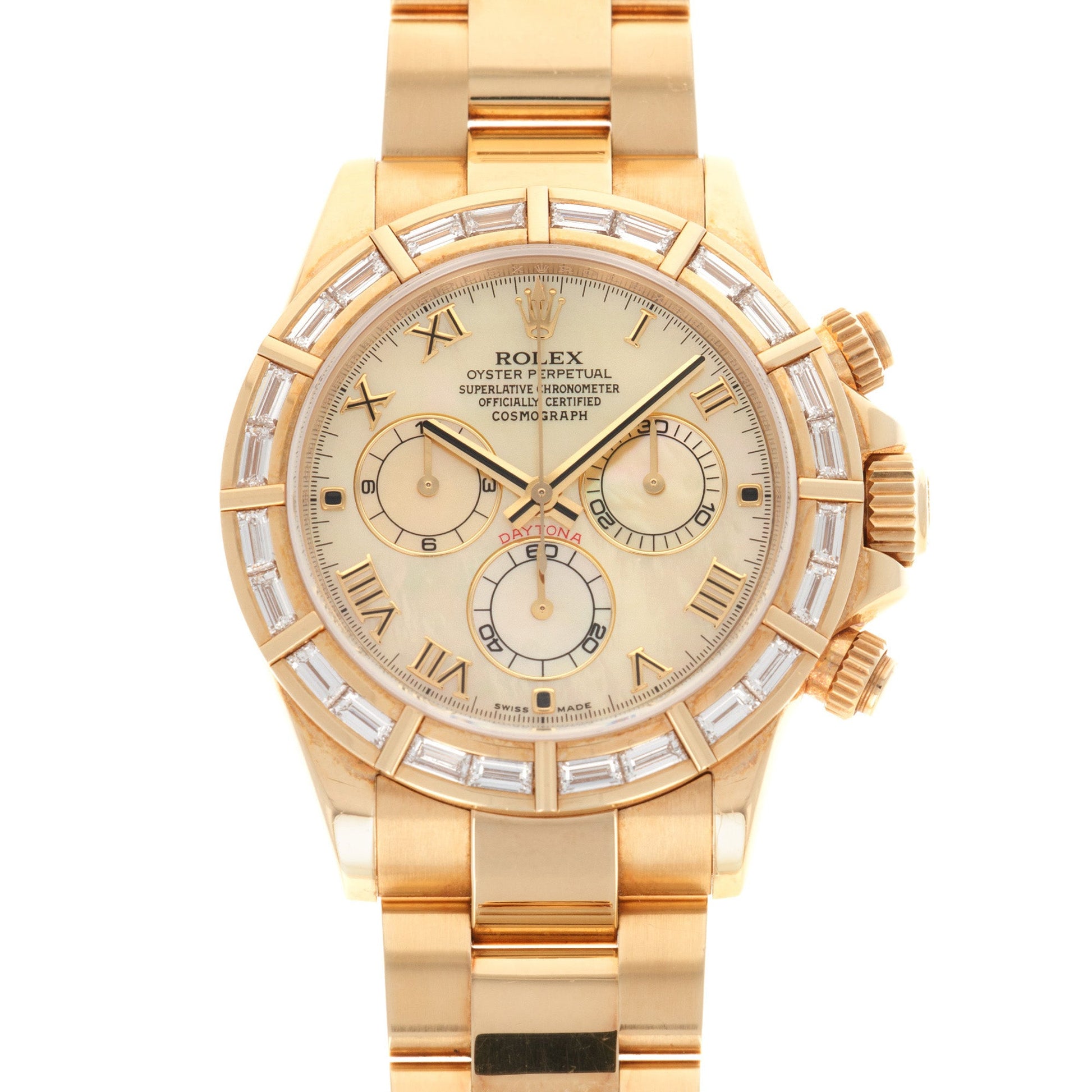 Rolex Yellow Gold Daytona Baguette Diamond Watch Ref. 116568