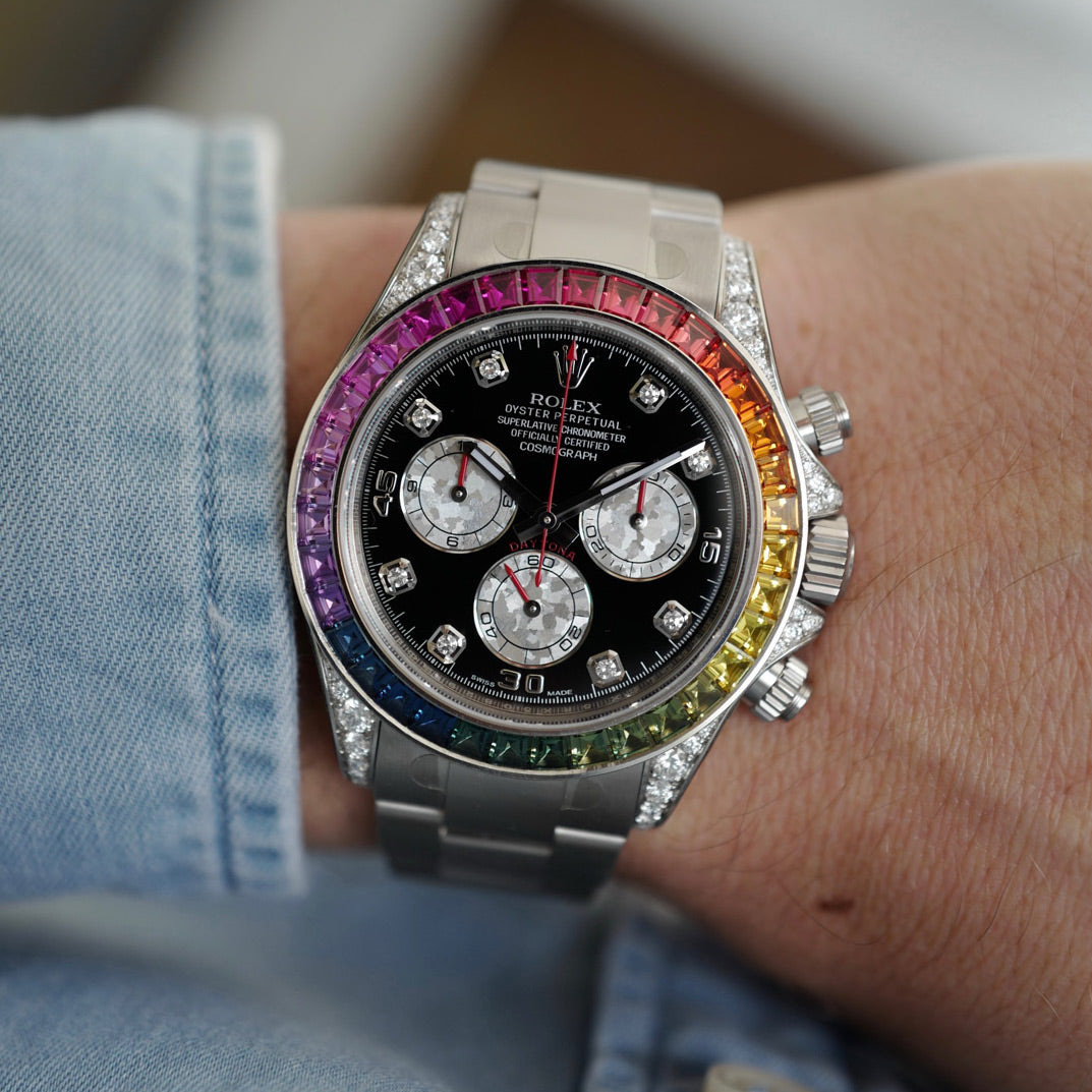 Rolex White Gold Cosmograph Daytona Rainbow Watch Ref. 116599