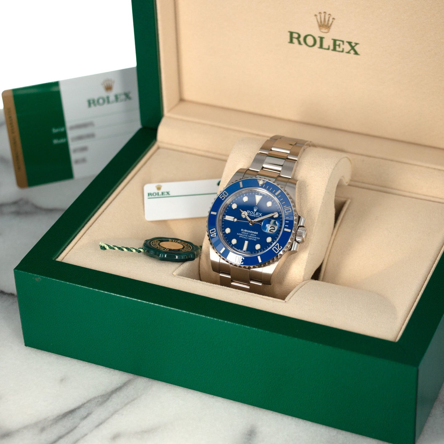 Rolex White Gold Smurf Submariner Watch Ref. 116619