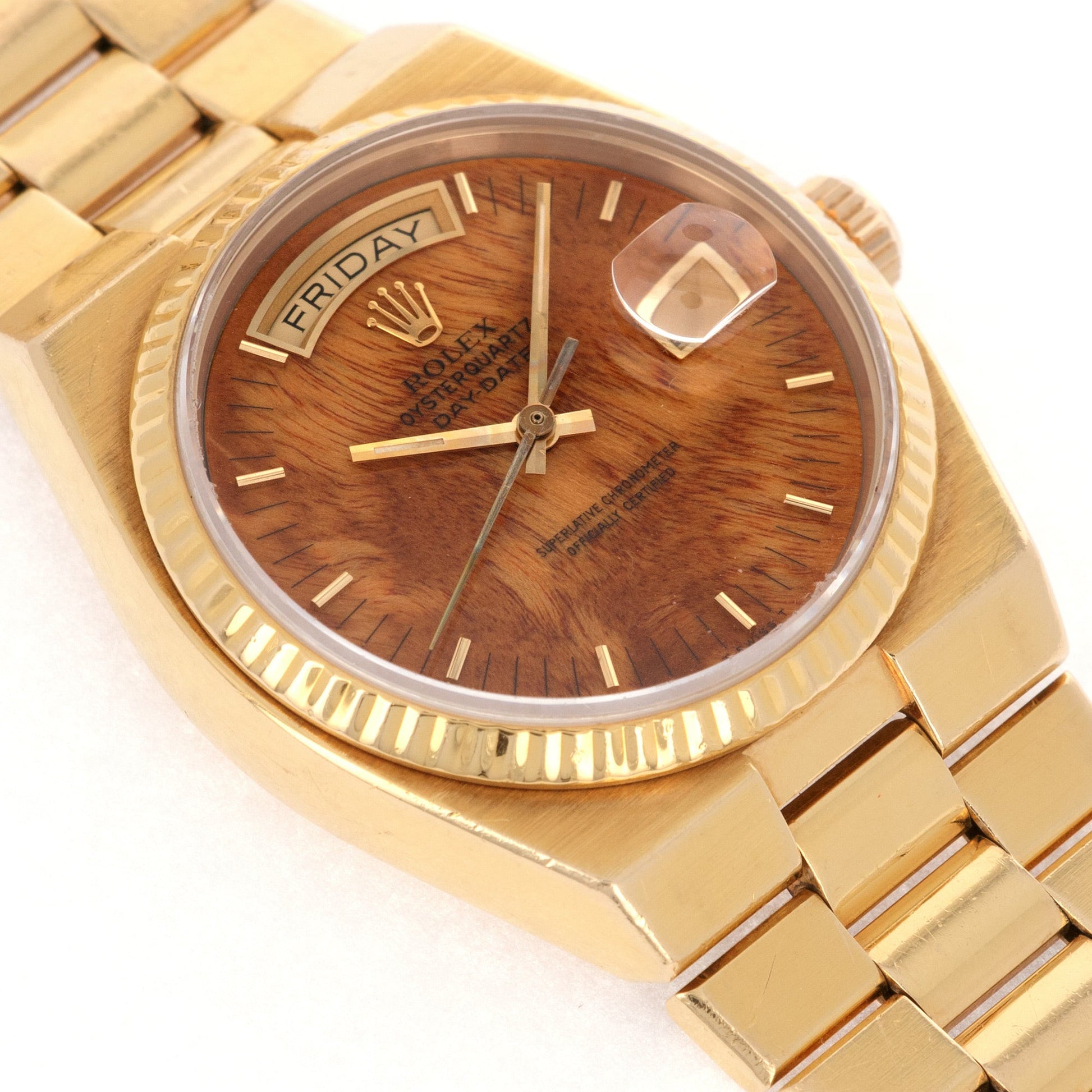 Rolex Yellow Gold Day-Date Oysterquartz Ref. 19018 with Wood Dial