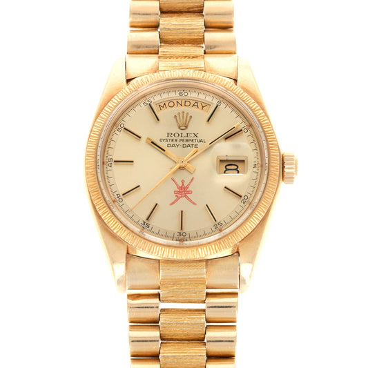 Rolex Yellow Gold Day-Date Watch Ref. 1807, Retailed by Asprey with Khanjar Emblem