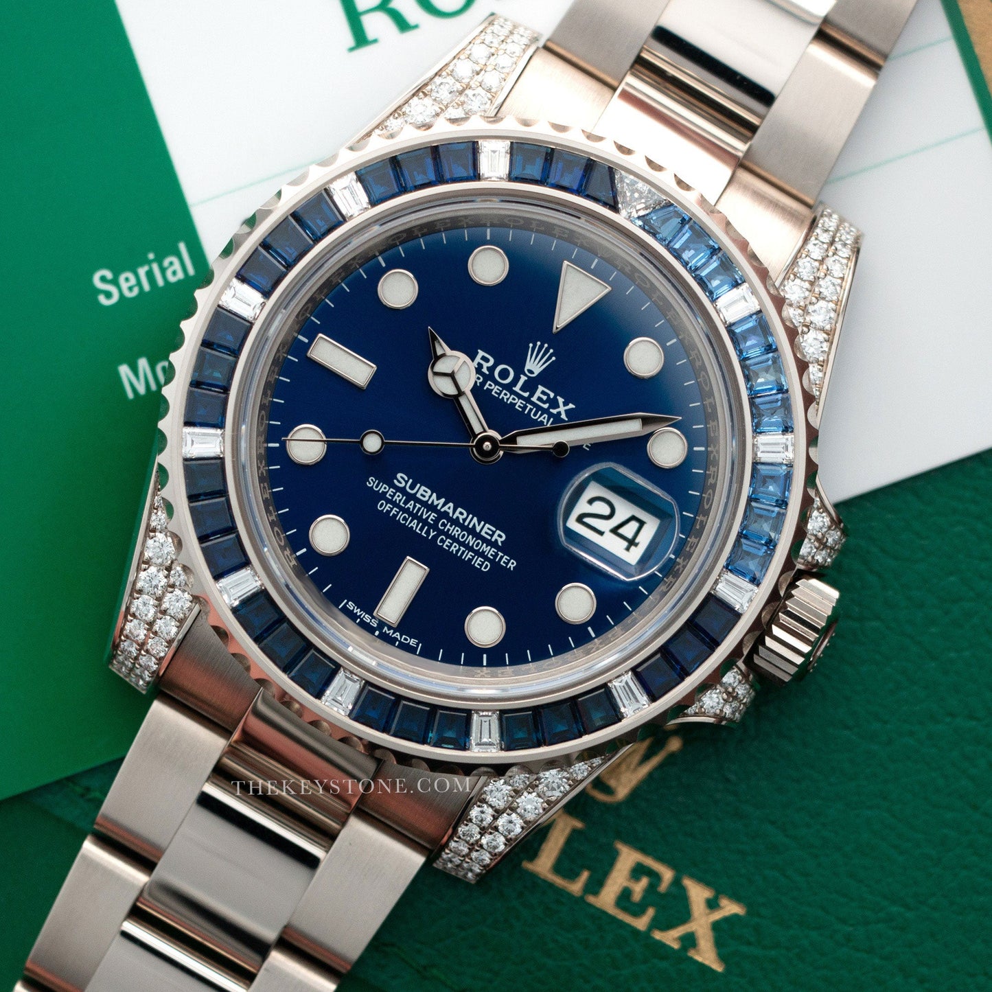 Rolex White Gold Submariner Diamond Sapphire Watch Ref. 116659