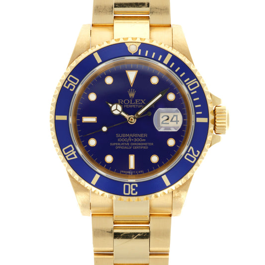 Rolex Yellow Gold Submariner Ref. 16618 with Purple Hue Dial