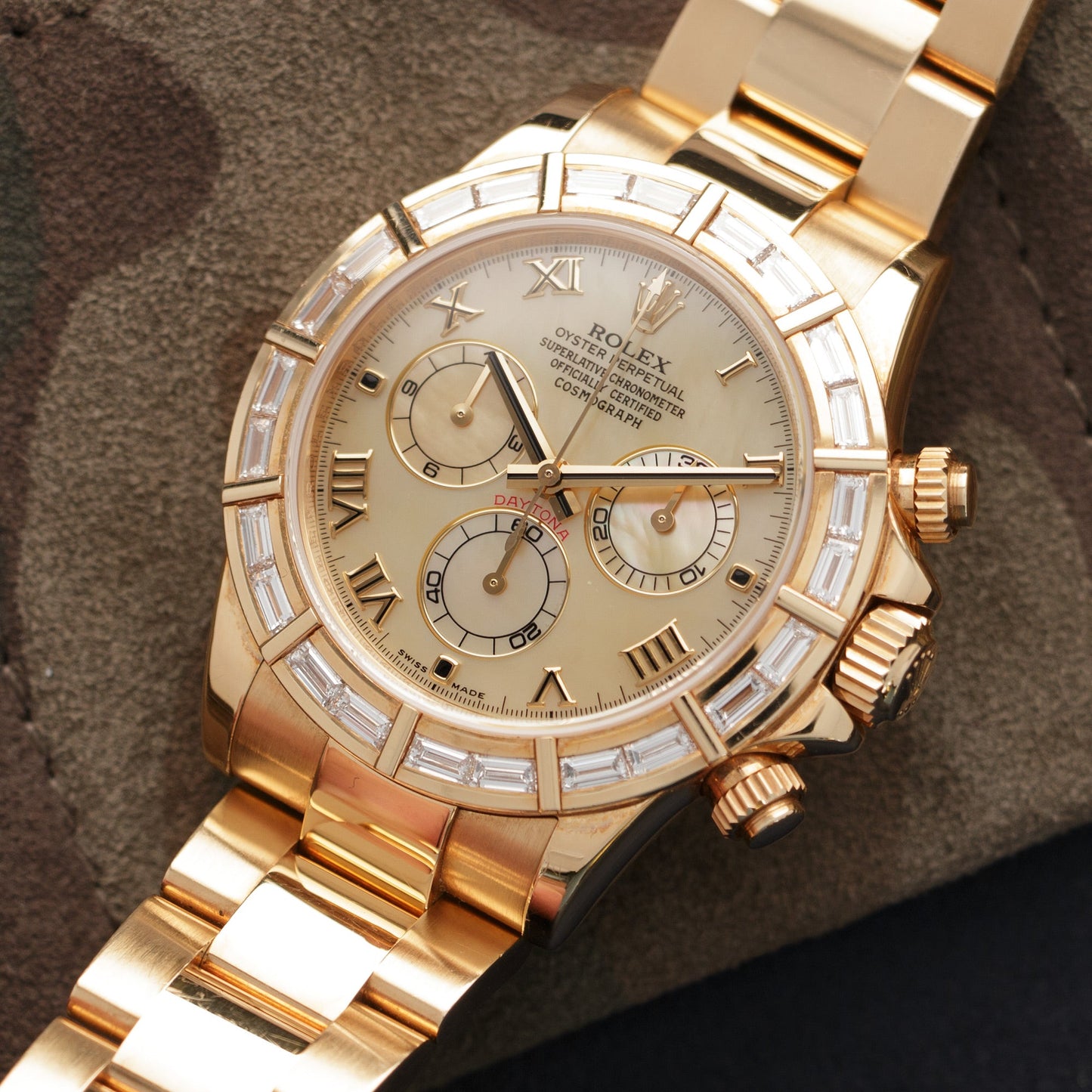 Rolex Yellow Gold Daytona Baguette Diamond Watch Ref. 116568