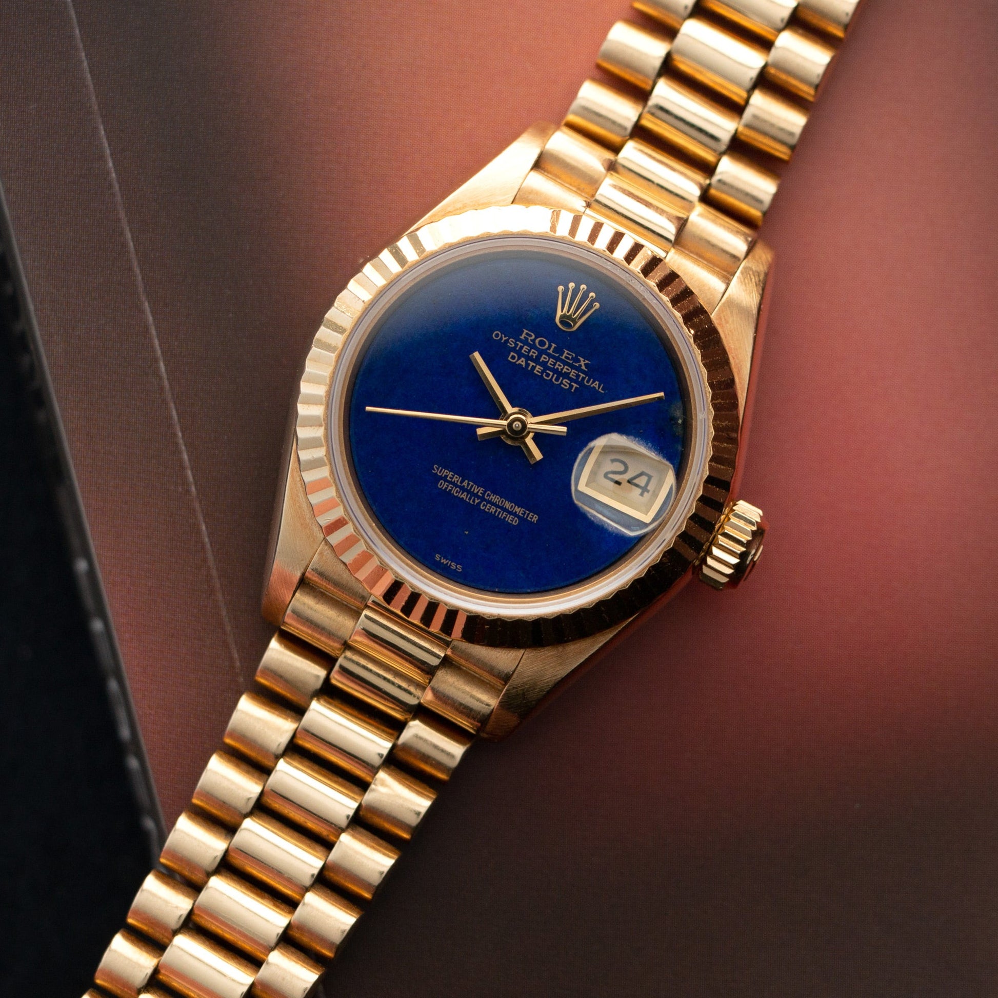 Rolex Yellow Gold Datejust Lapis Dial Watch Ref. 69178