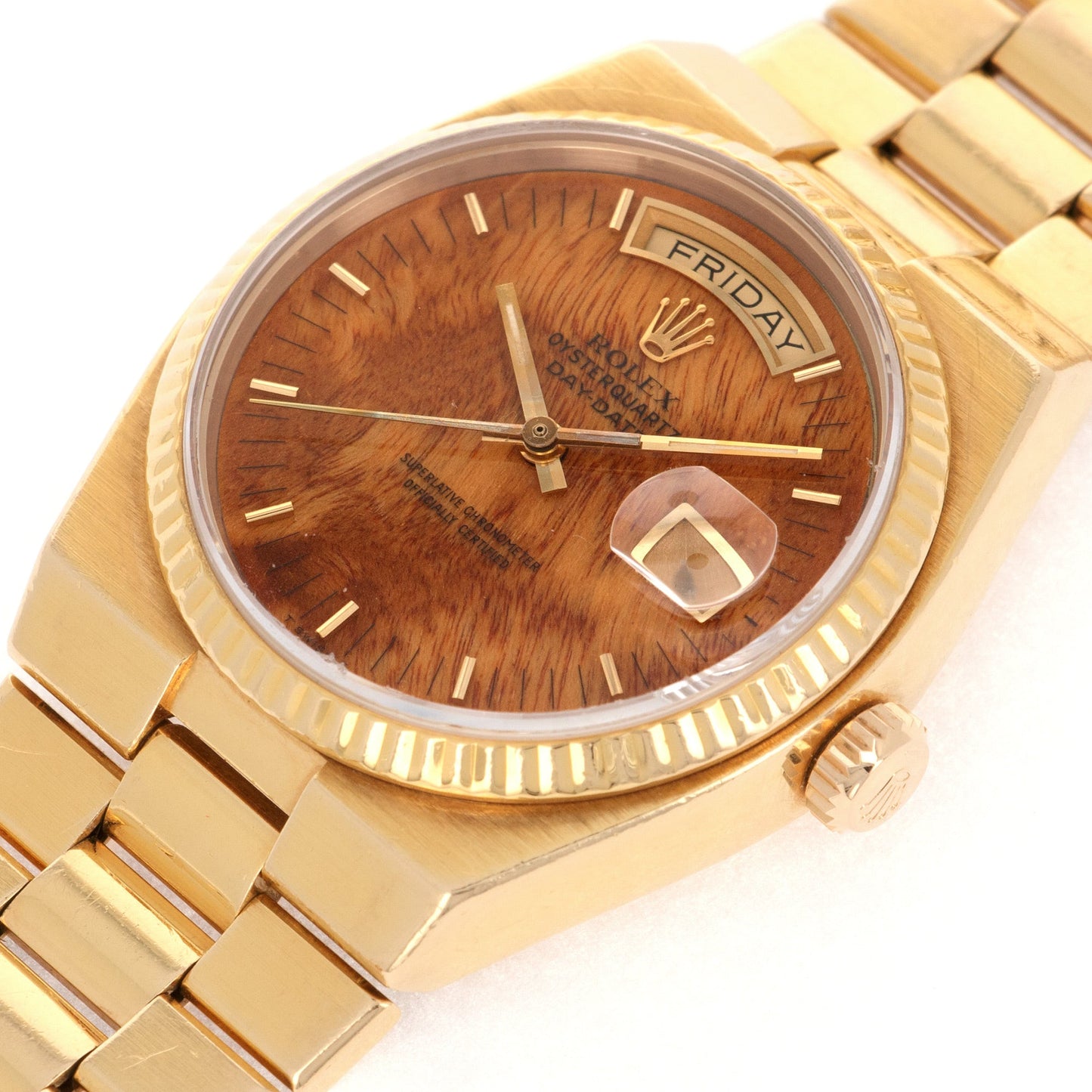 Rolex Yellow Gold Day-Date Oysterquartz Ref. 19018 with Wood Dial