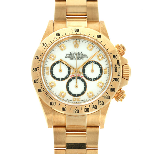 Rolex Yellow Gold Cosmograph Daytona Porcelain Zenith Diamond Watch Ref. 16528