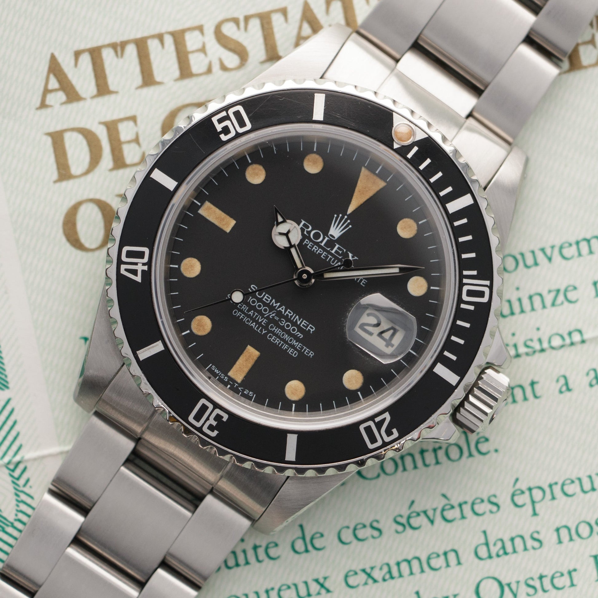 Rolex Submariner Watch Ref. 16800, with Original Warranty Paper