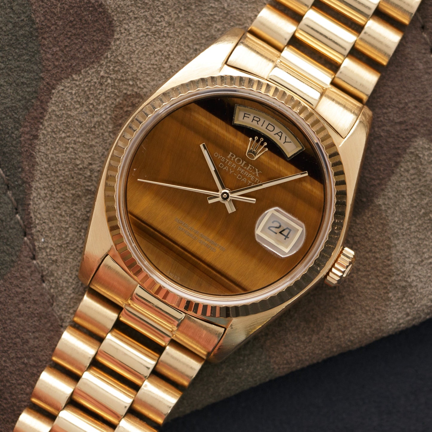 Rolex Yellow Gold Day-Date Tigers Eye Watch, Ref. 18038