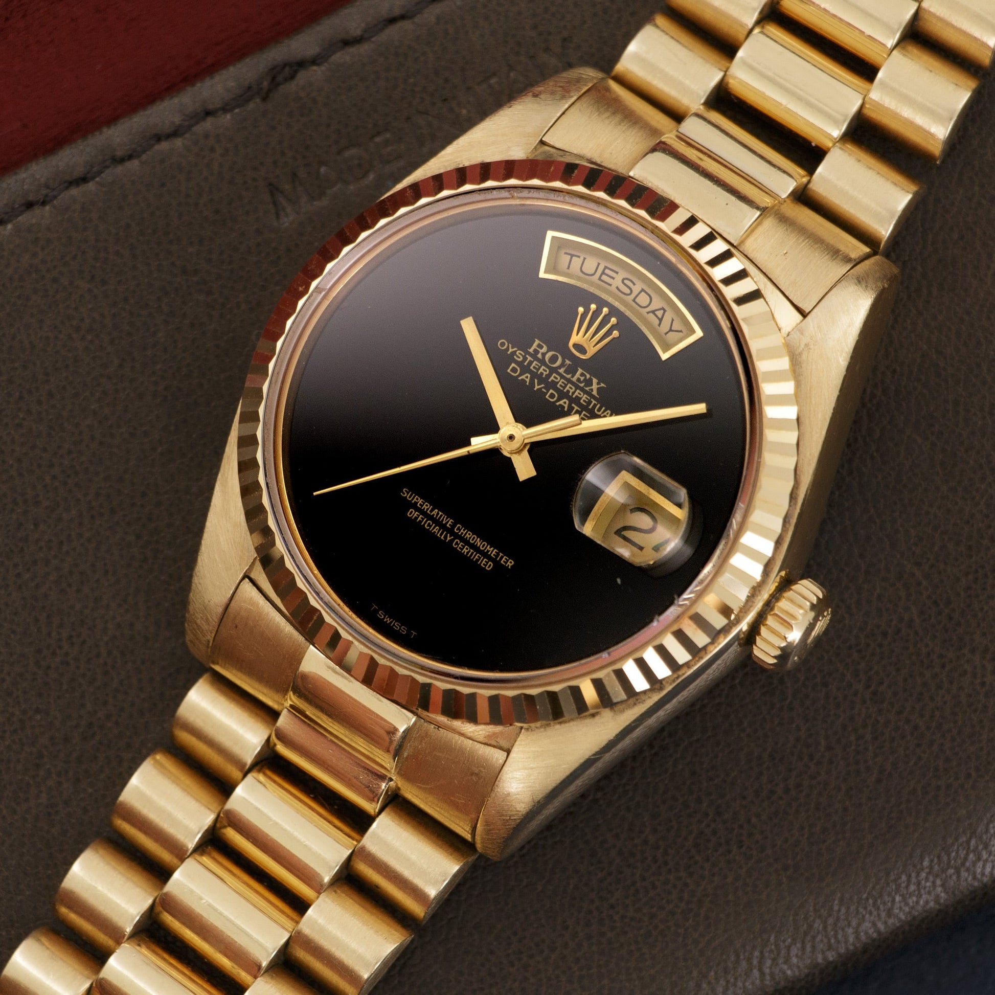 Rolex Yellow Gold Day-Date Onyx Dial Watch Ref. 18038