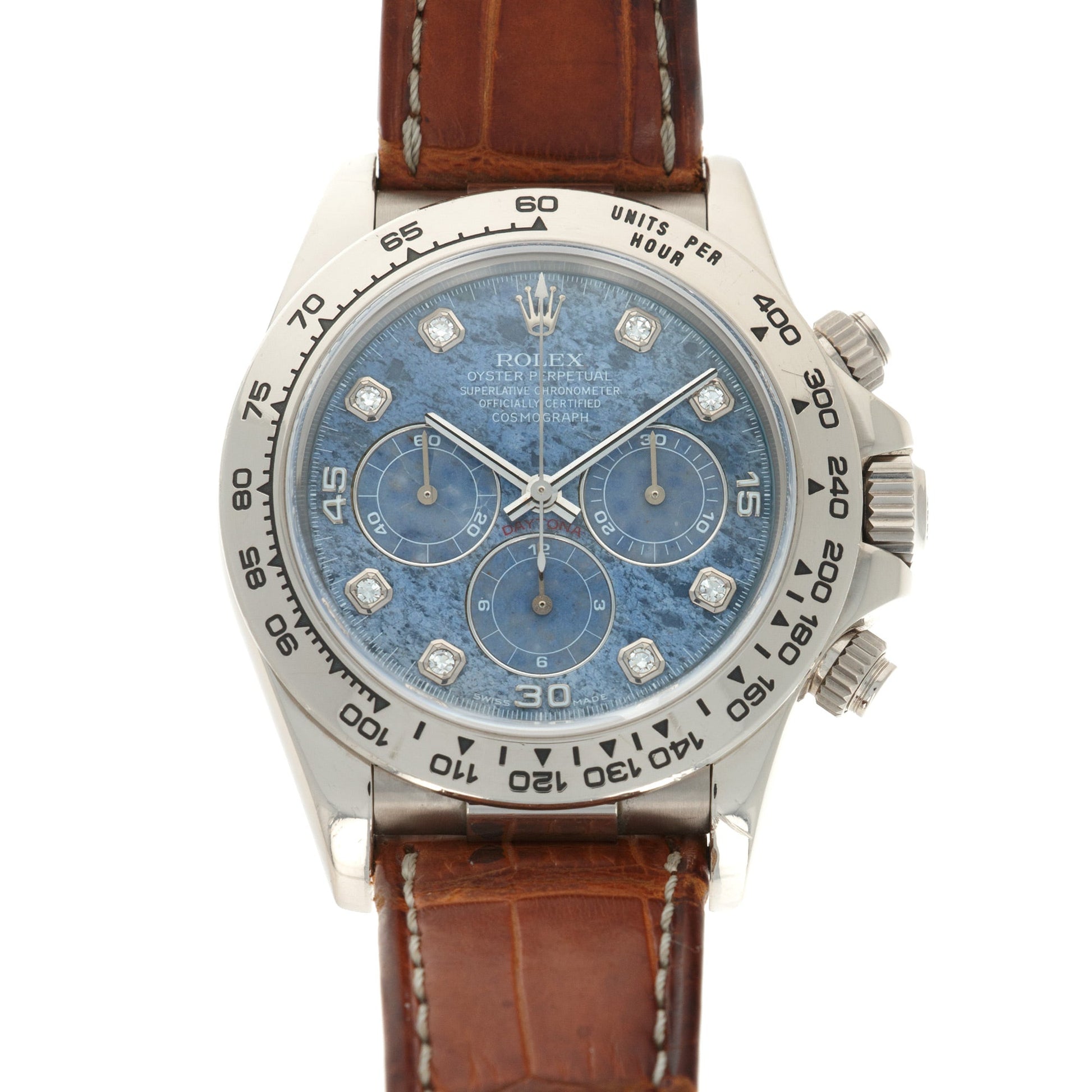 Rolex White Gold Cosmograph Daytona Zenith Sodalite Watch Ref. 16519