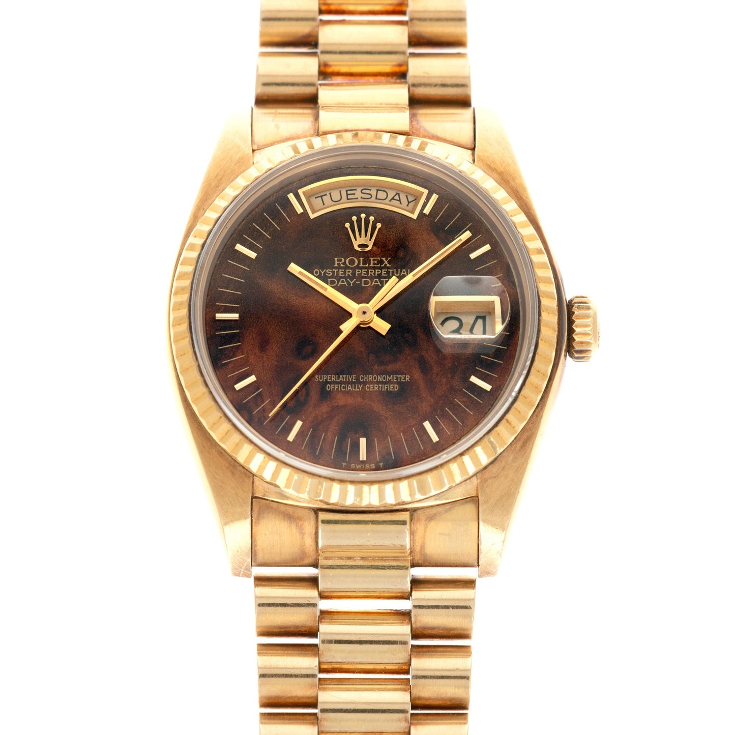 Rolex Yellow Gold Day-Date Ref. 18038 with Wood Dial