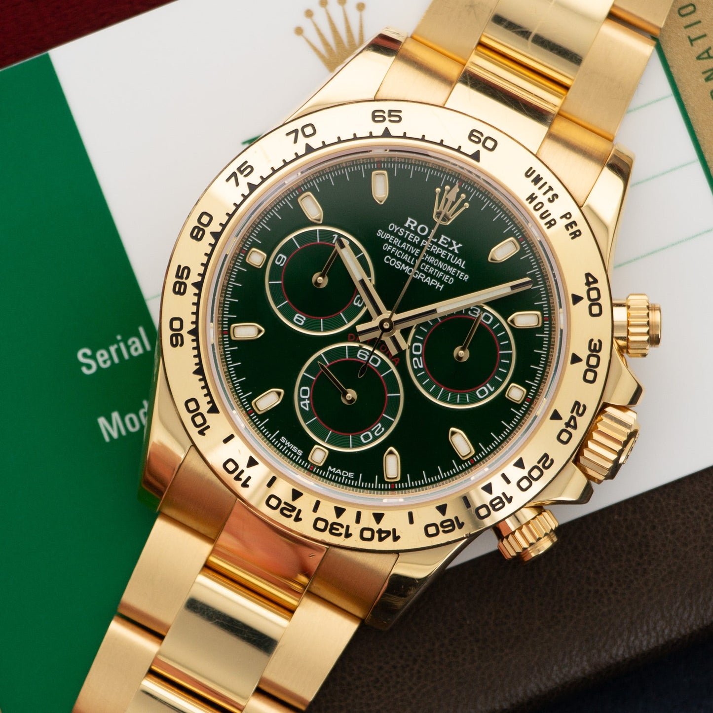 Rolex Yellow Gold Cosmograph Daytona Green Watch Ref. 116508