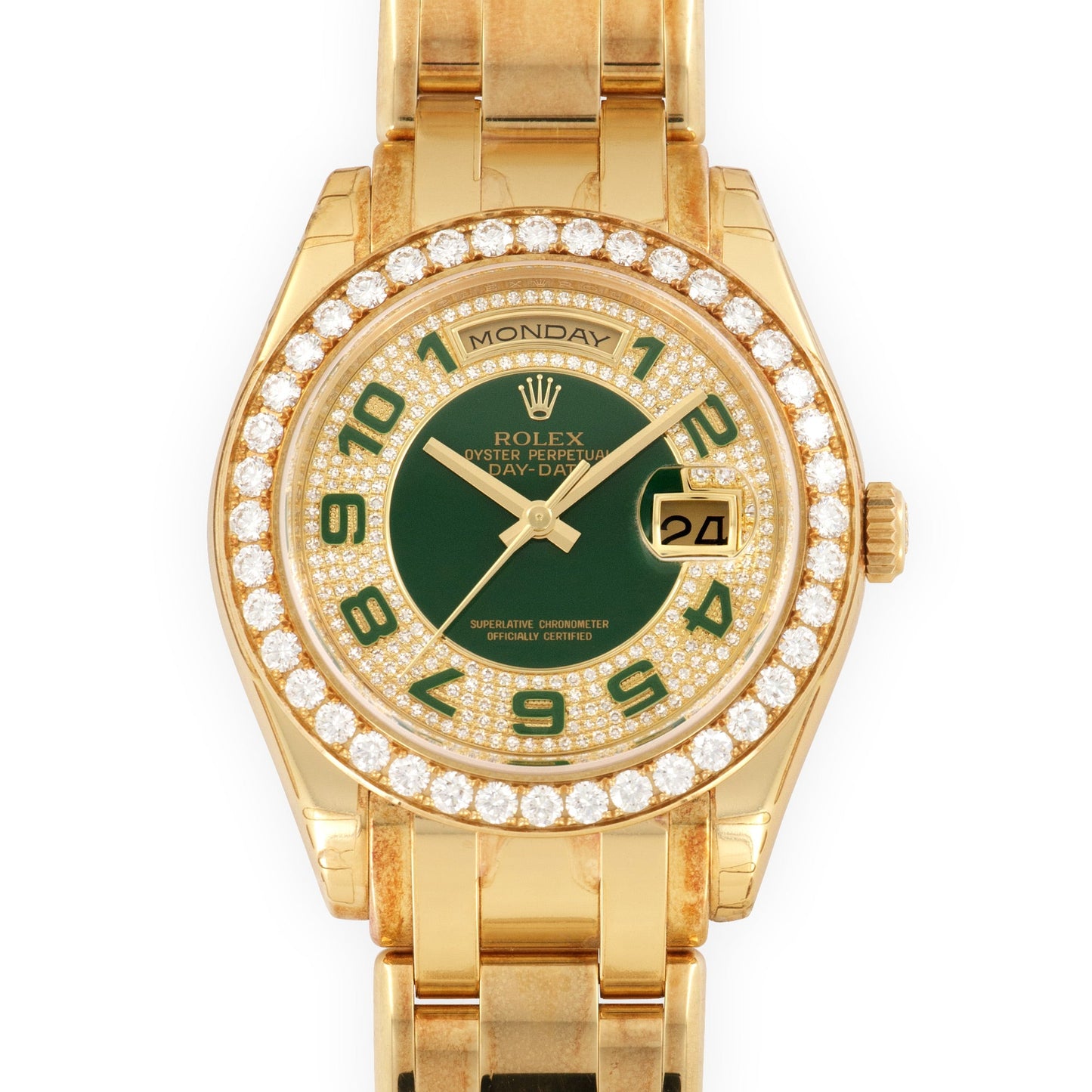 Rolex Yellow Gold Day-Date Masterpiece Green Watch Ref. 18948