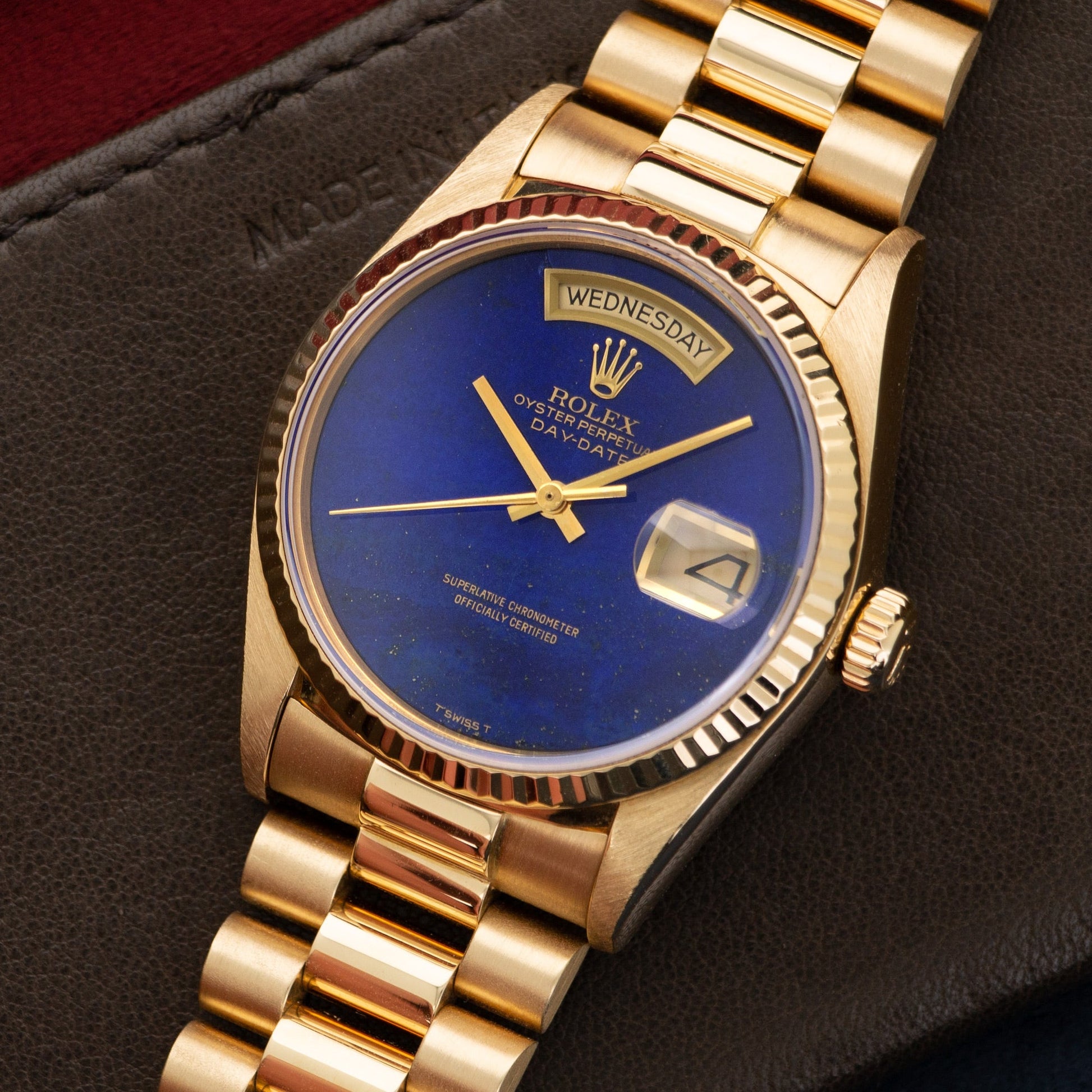 Rolex Yellow Gold Day-Date Lapis Lazuli Watch Ref. 18038